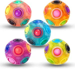 Vdealen Magic Rainbow Puzzle Ball, Fidget Ball Puzzle Brain Teaser Fidget Toy- Birthday Party Easter Valentines Christmas Stocking Stuffers for Kids Teen & Adults-5 Pack