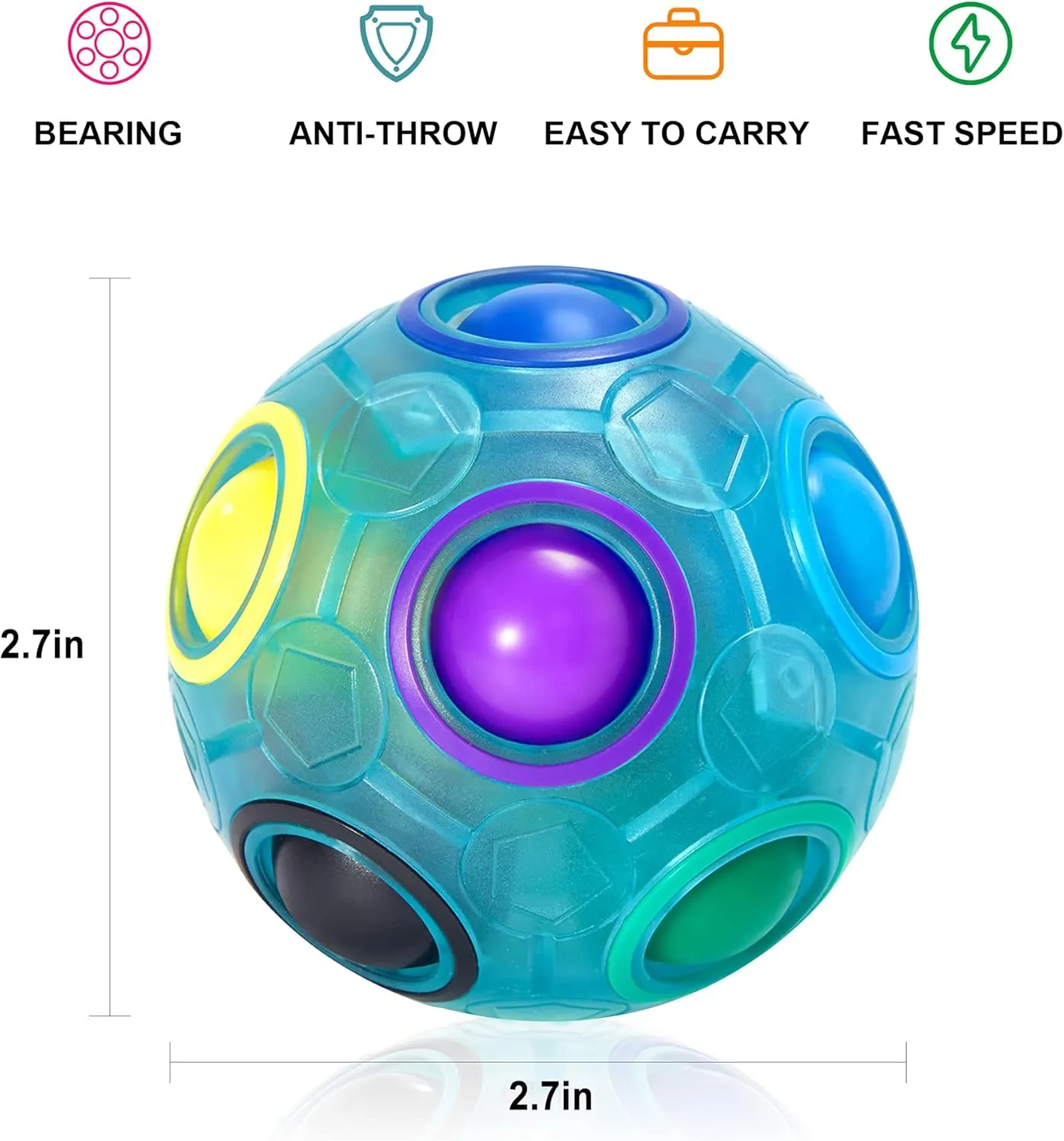 Vdealen Magic Rainbow Puzzle Ball, Fidget Ball Puzzle Brain Teaser Fidget Toy- Birthday Party Easter Valentines Christmas Stocking Stuffers for Kids Teen & Adults-5 Pack