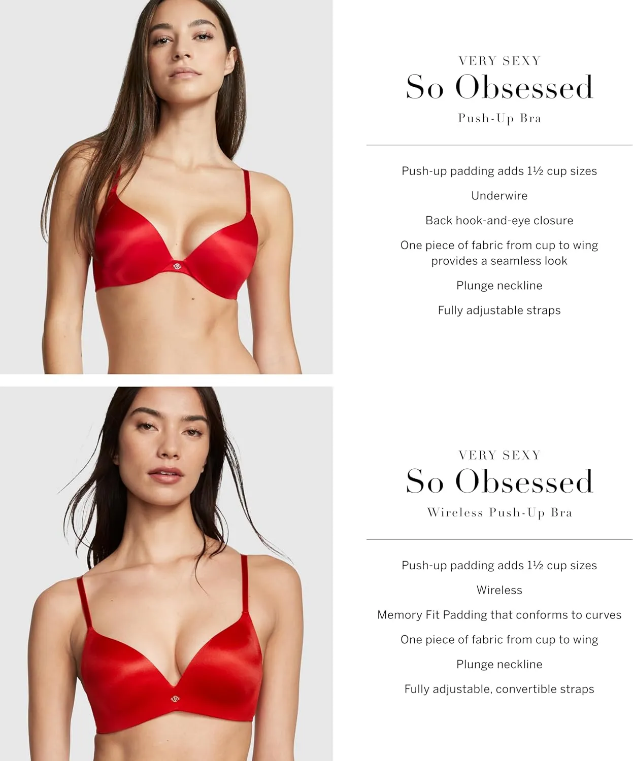 Victoria's Secret Women's Very Sexy So Obsessed Push Up Bra, Bras for Women (32A-38DD)