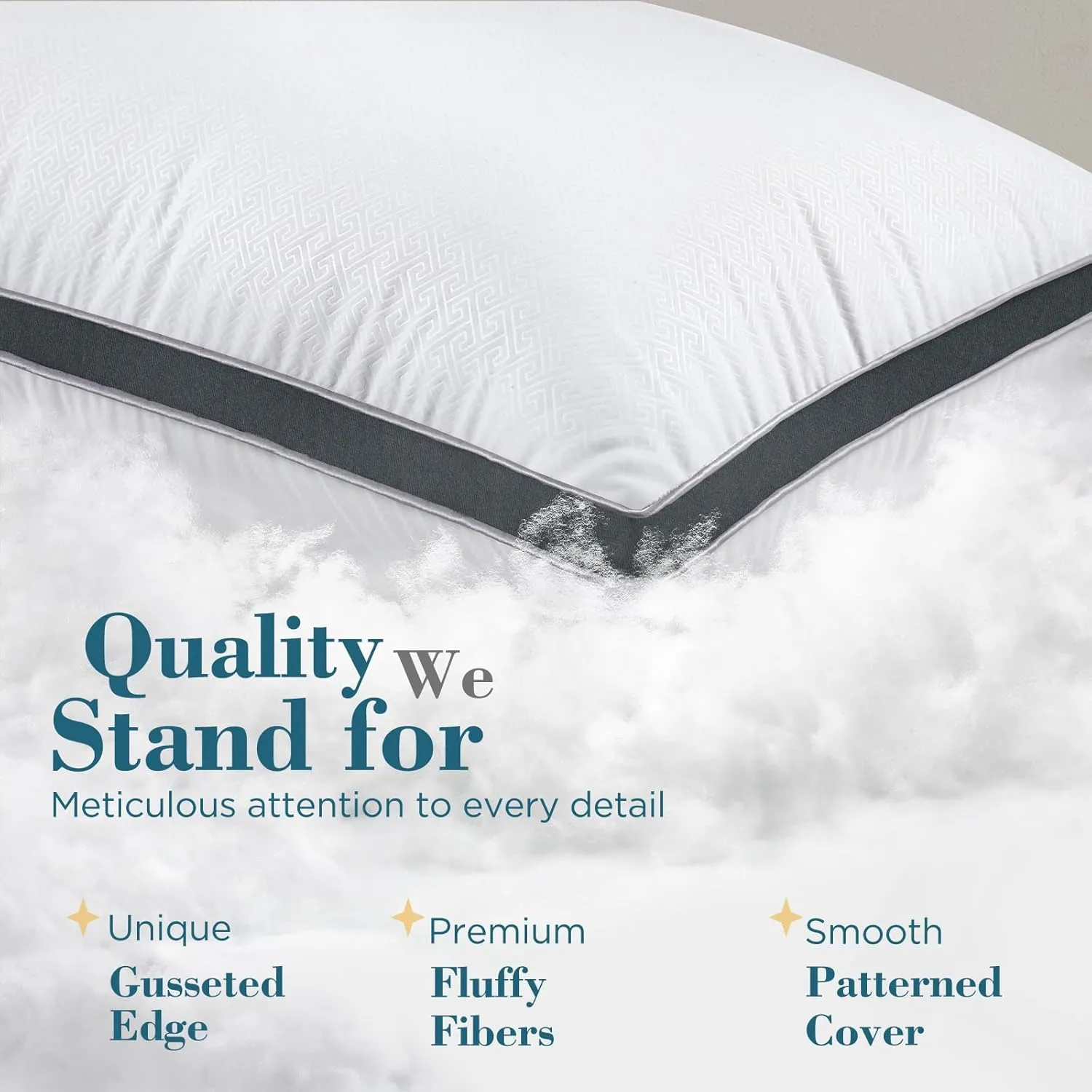 viewstar Bed Pillows Standard Size Set of 2, Hotel Cooling Down Alternative Gusseted Pillows for Side, Back, or Stomach Sleepers, Dark Grey