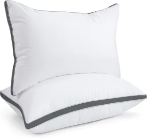 viewstar Bed Pillows Standard Size Set of 2, Hotel Cooling Down Alternative Gusseted Pillows for Side, Back, or Stomach Sleepers, Dark Grey