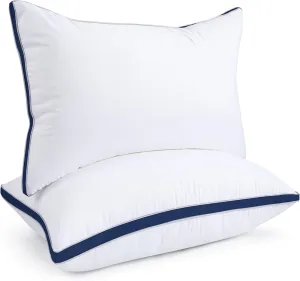 viewstar Pillows Queen Size Set of 2, Hotel Quality Cooling Down Alternative Gusseted Bed Pillows for Side, Back, or Stomach Sleepers, Navy