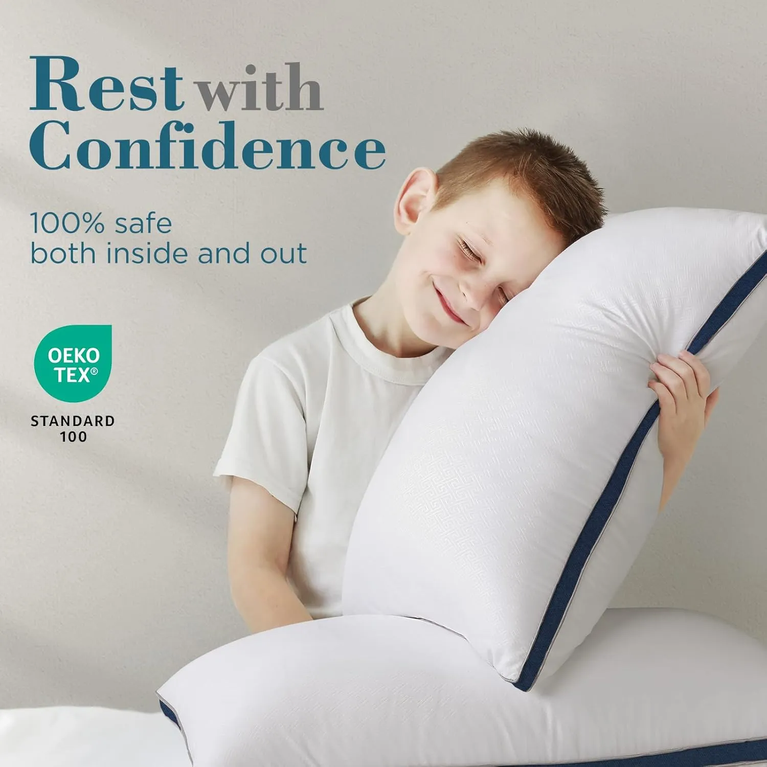 viewstar Pillows Queen Size Set of 2, Hotel Quality Cooling Down Alternative Gusseted Bed Pillows for Side, Back, or Stomach Sleepers, Navy