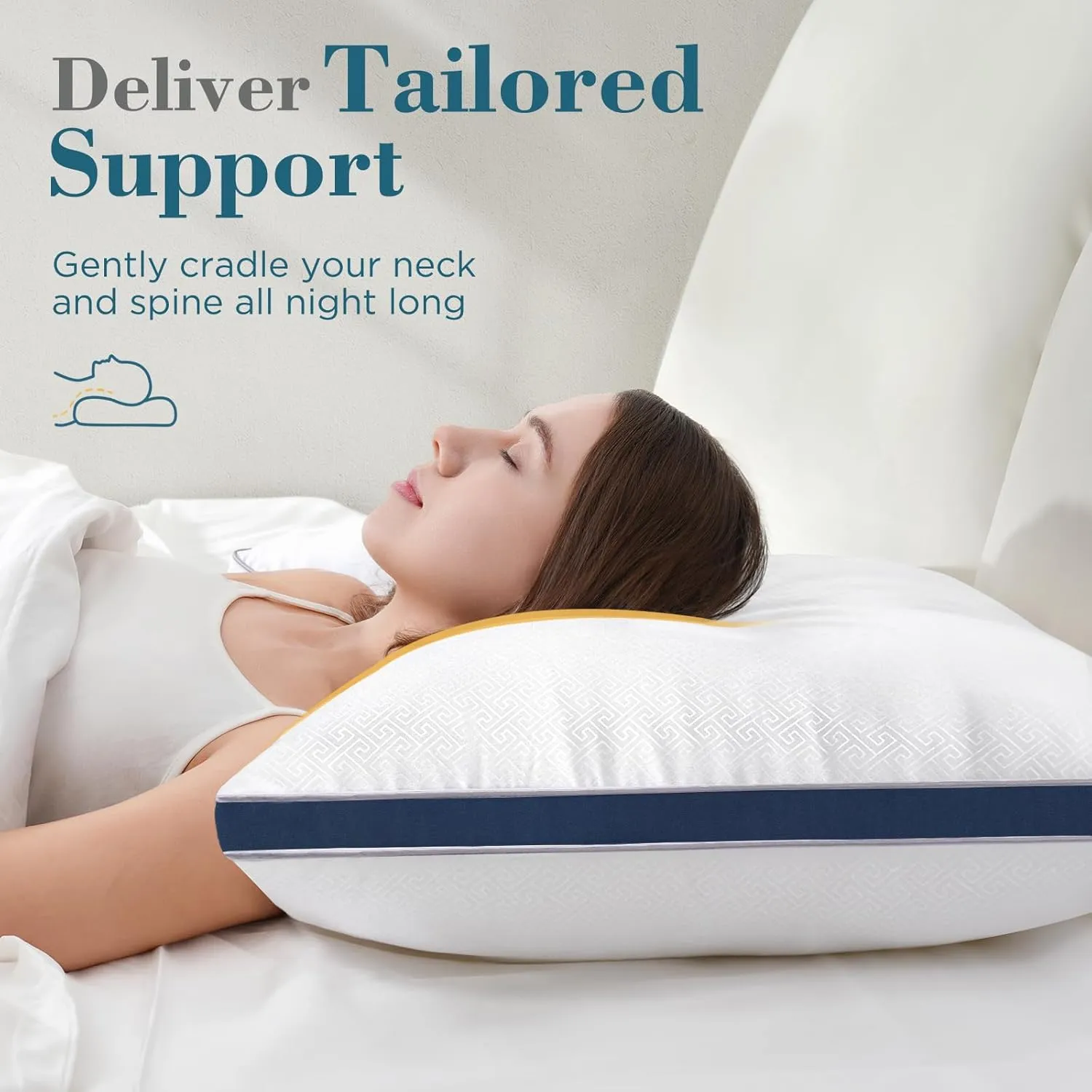 viewstar Pillows Queen Size Set of 2, Hotel Quality Cooling Down Alternative Gusseted Bed Pillows for Side, Back, or Stomach Sleepers, Navy