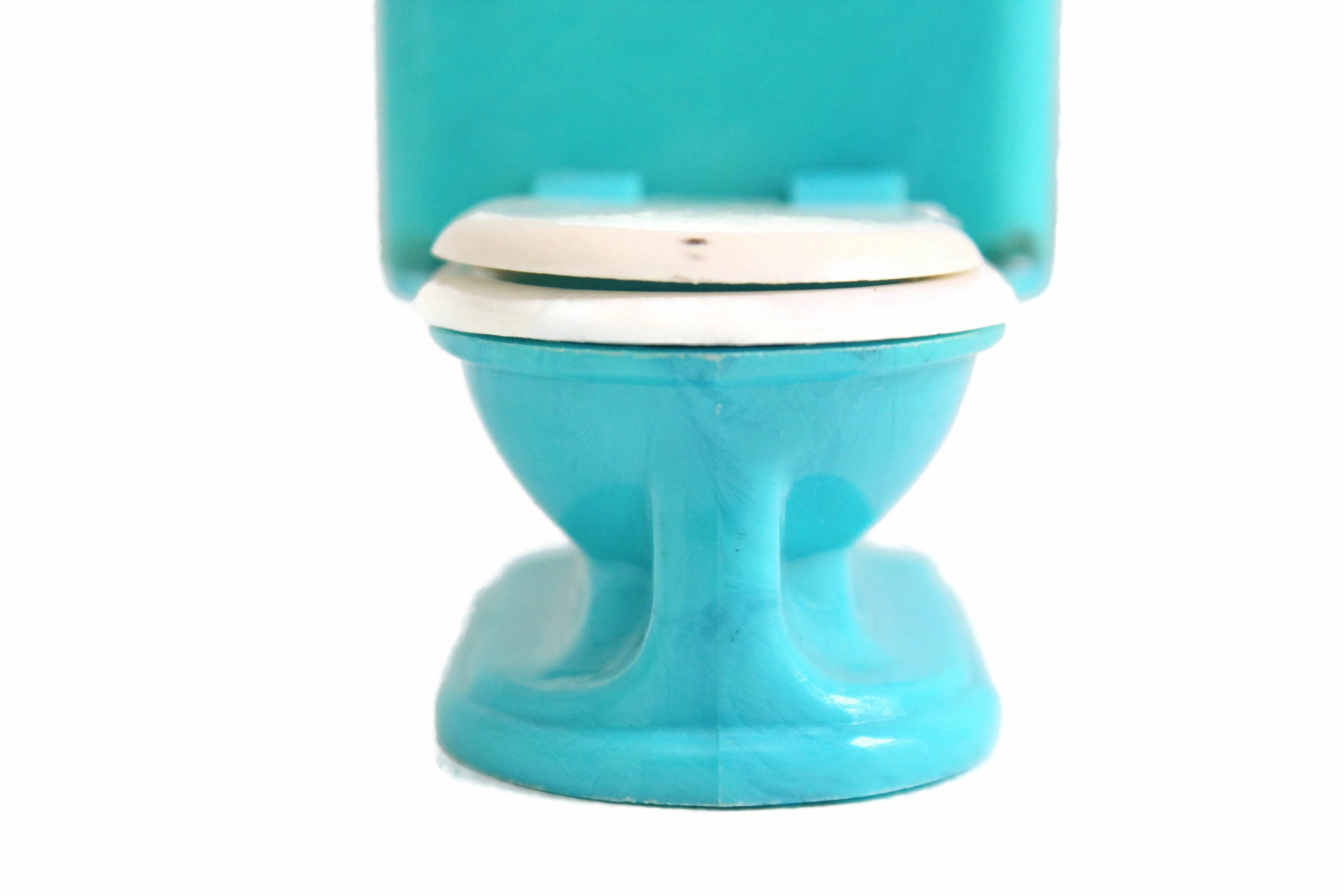Vintage 1:12 Miniature Dollhouse Blue Plastic Toilet by Plasco