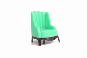 Vintage 1:12 Miniature Dollhouse Green Plastic Armchair by Plasco