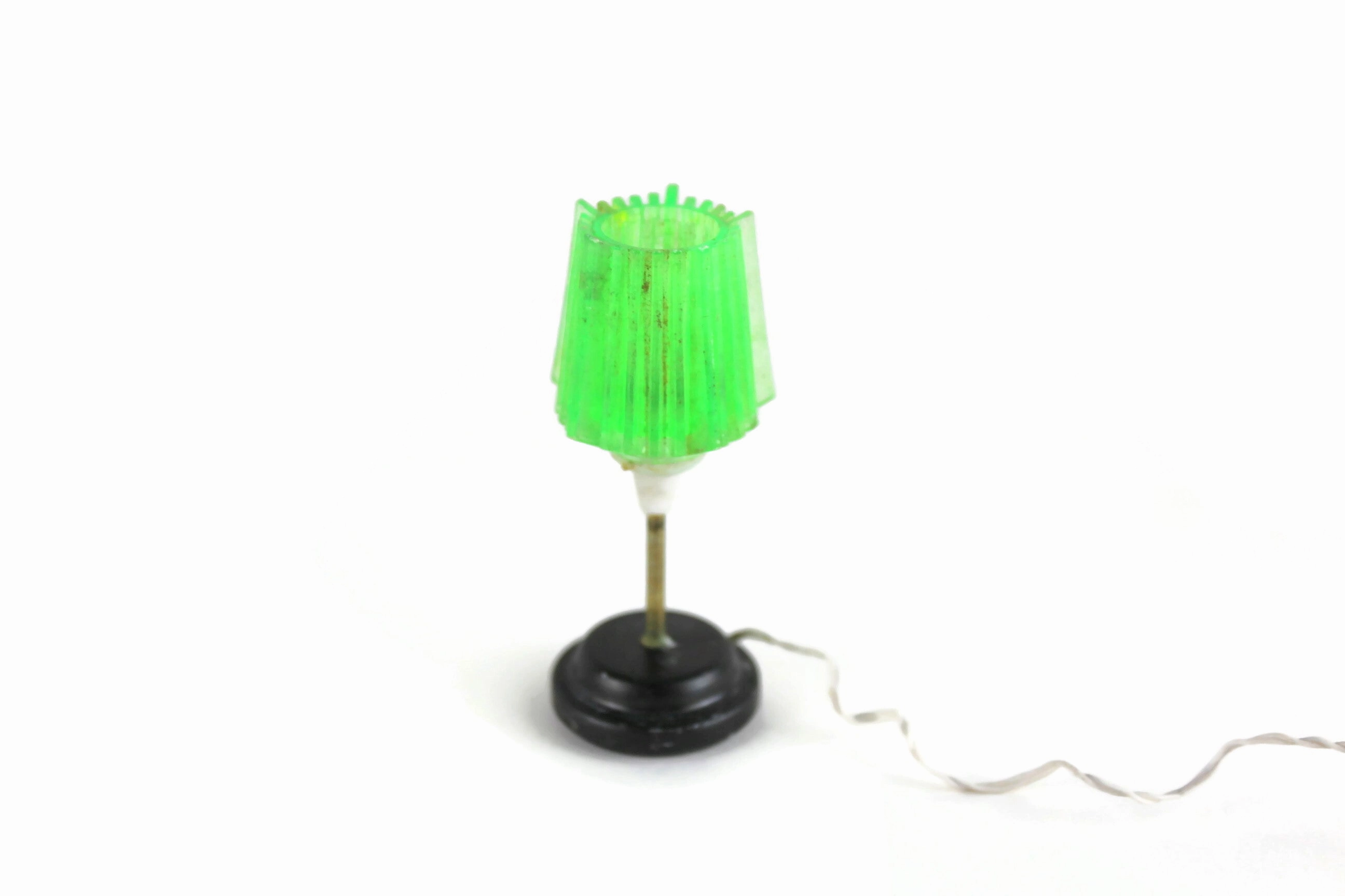 Vintage 1:12 Miniature Dollhouse Original Lundby Working Green 12V Plug-In Table Lamp