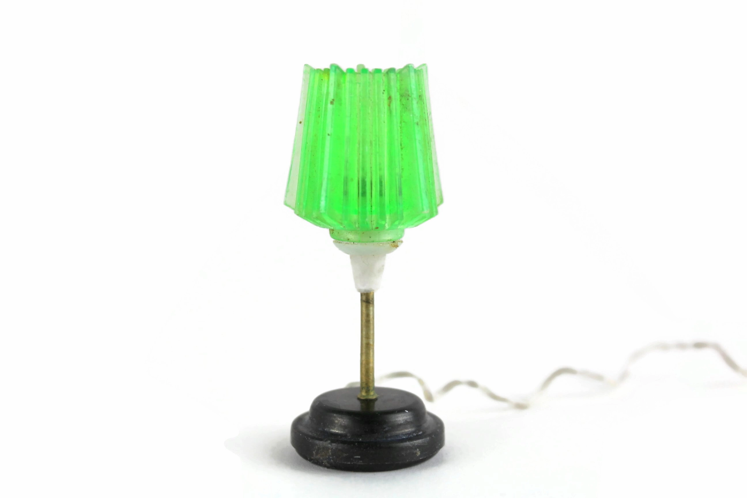 Vintage 1:12 Miniature Dollhouse Original Lundby Working Green 12V Plug-In Table Lamp