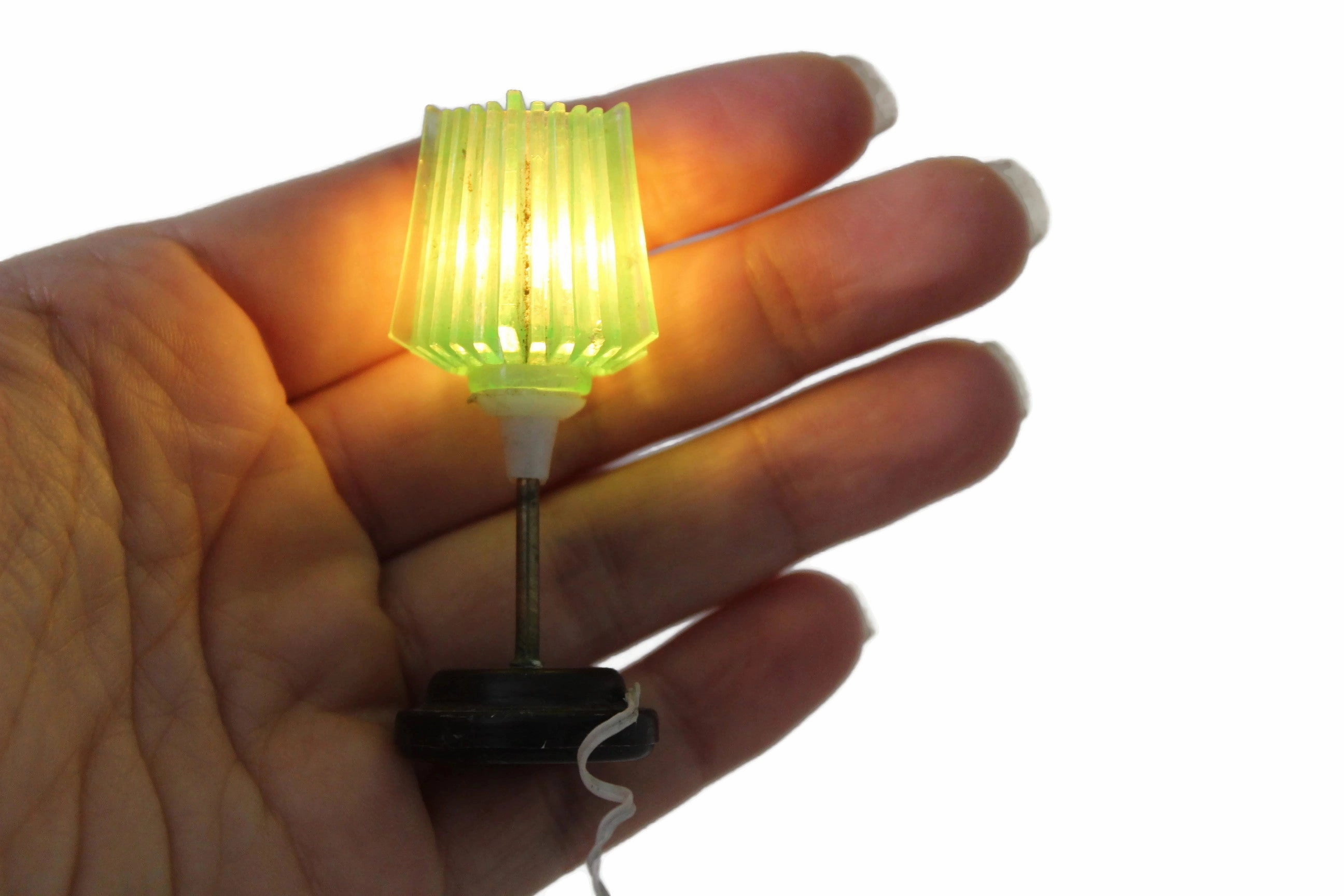 Vintage 1:12 Miniature Dollhouse Original Lundby Working Green 12V Plug-In Table Lamp