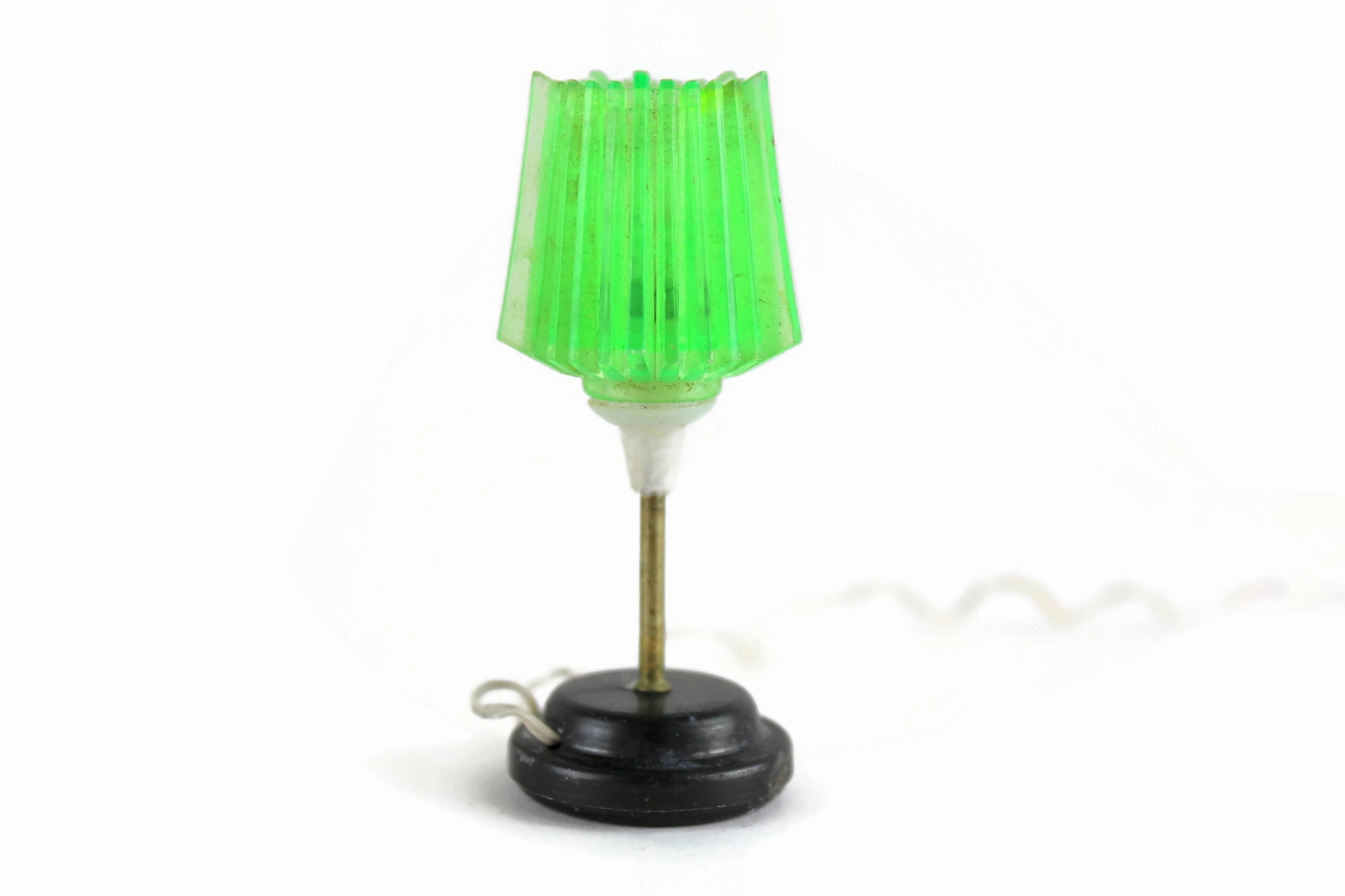 Vintage 1:12 Miniature Dollhouse Original Lundby Working Green 12V Plug-In Table Lamp