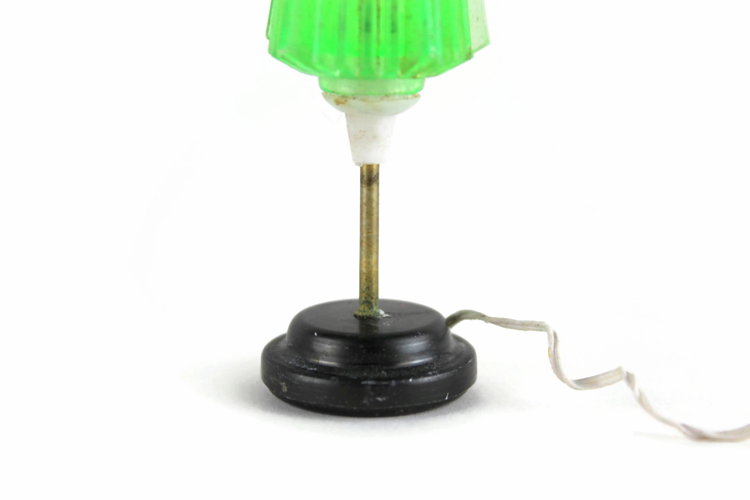Vintage 1:12 Miniature Dollhouse Original Lundby Working Green 12V Plug-In Table Lamp