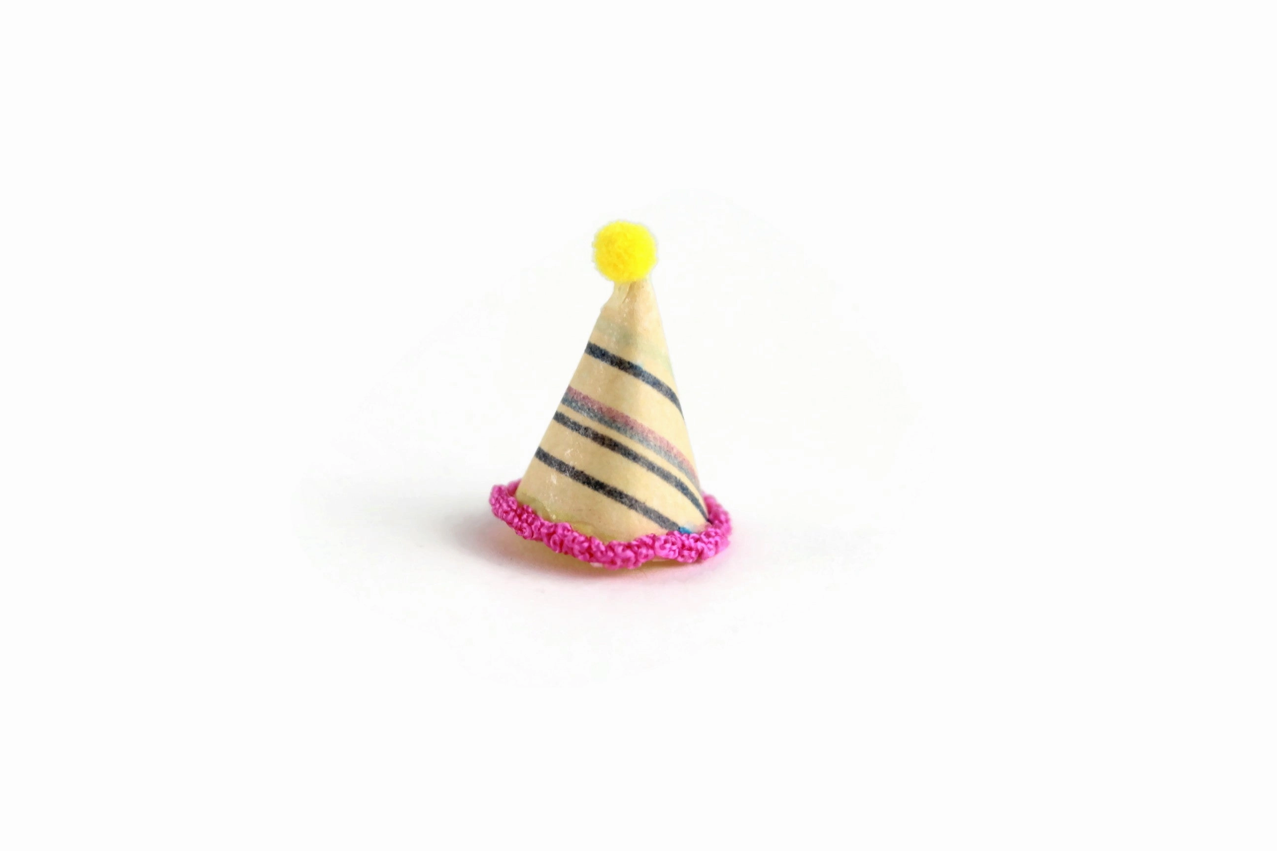 Vintage 1:12 Miniature Dollhouse Pink & Yellow Striped Party Hat