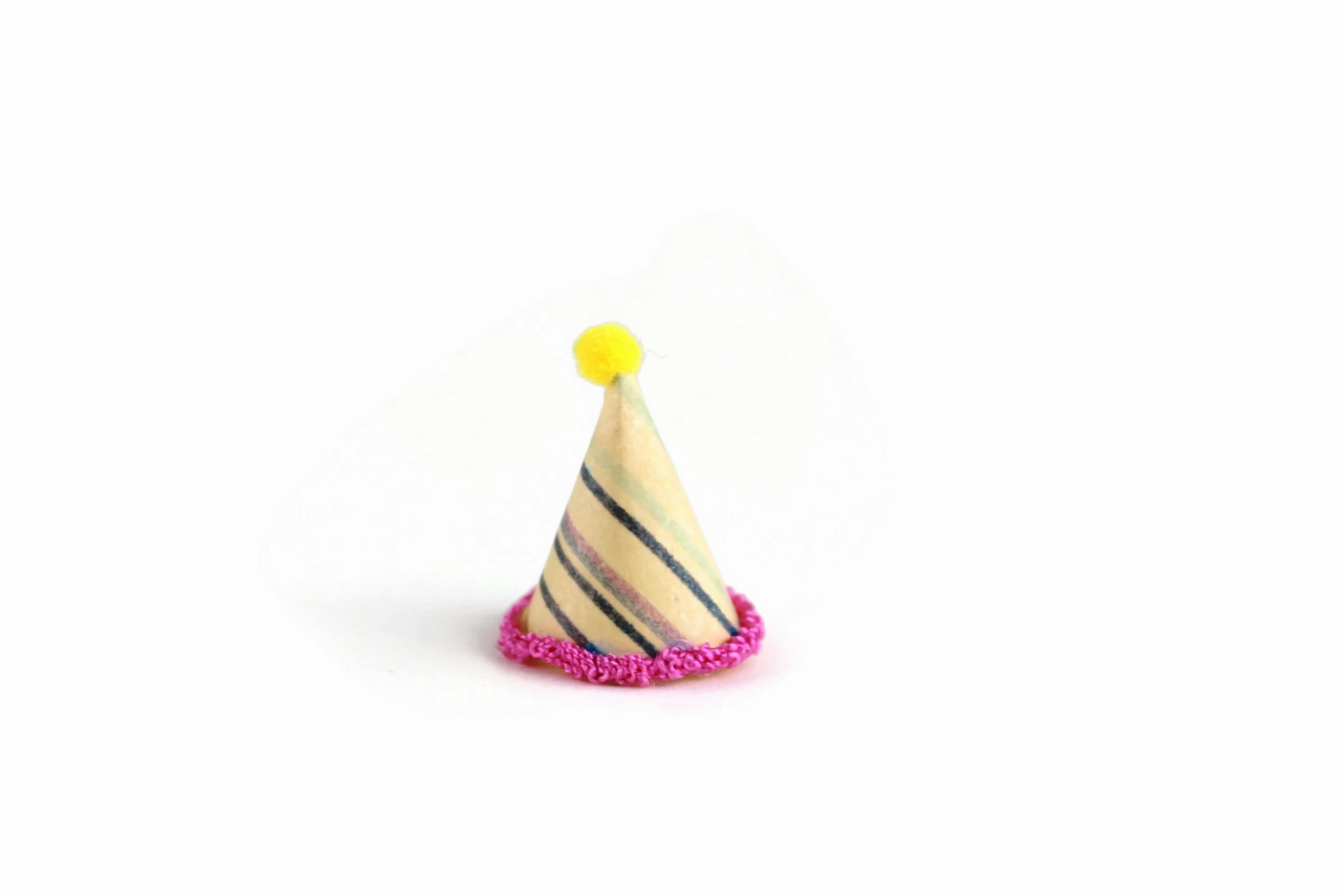 Vintage 1:12 Miniature Dollhouse Pink & Yellow Striped Party Hat