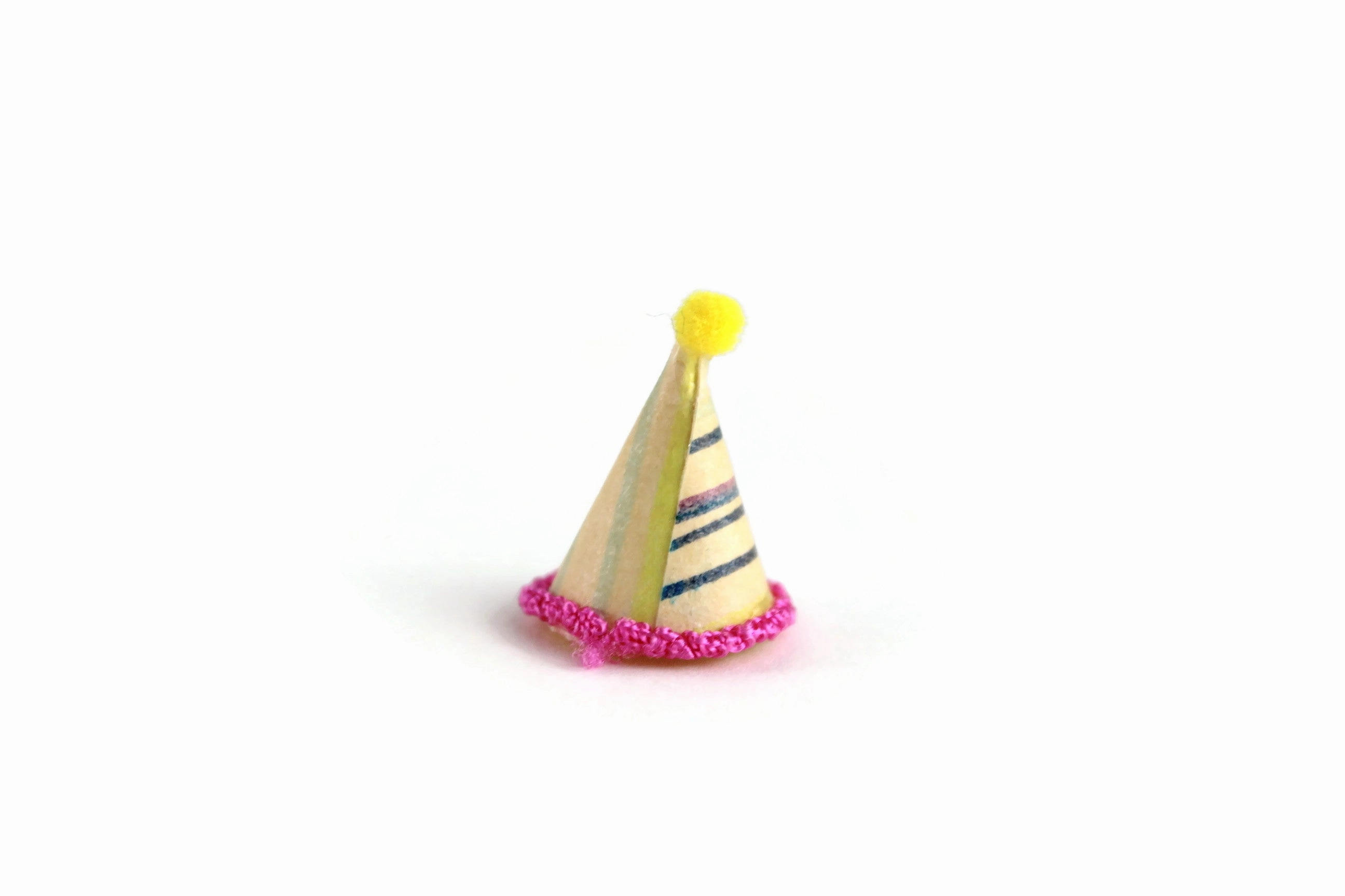 Vintage 1:12 Miniature Dollhouse Pink & Yellow Striped Party Hat