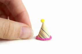 Vintage 1:12 Miniature Dollhouse Pink & Yellow Striped Party Hat