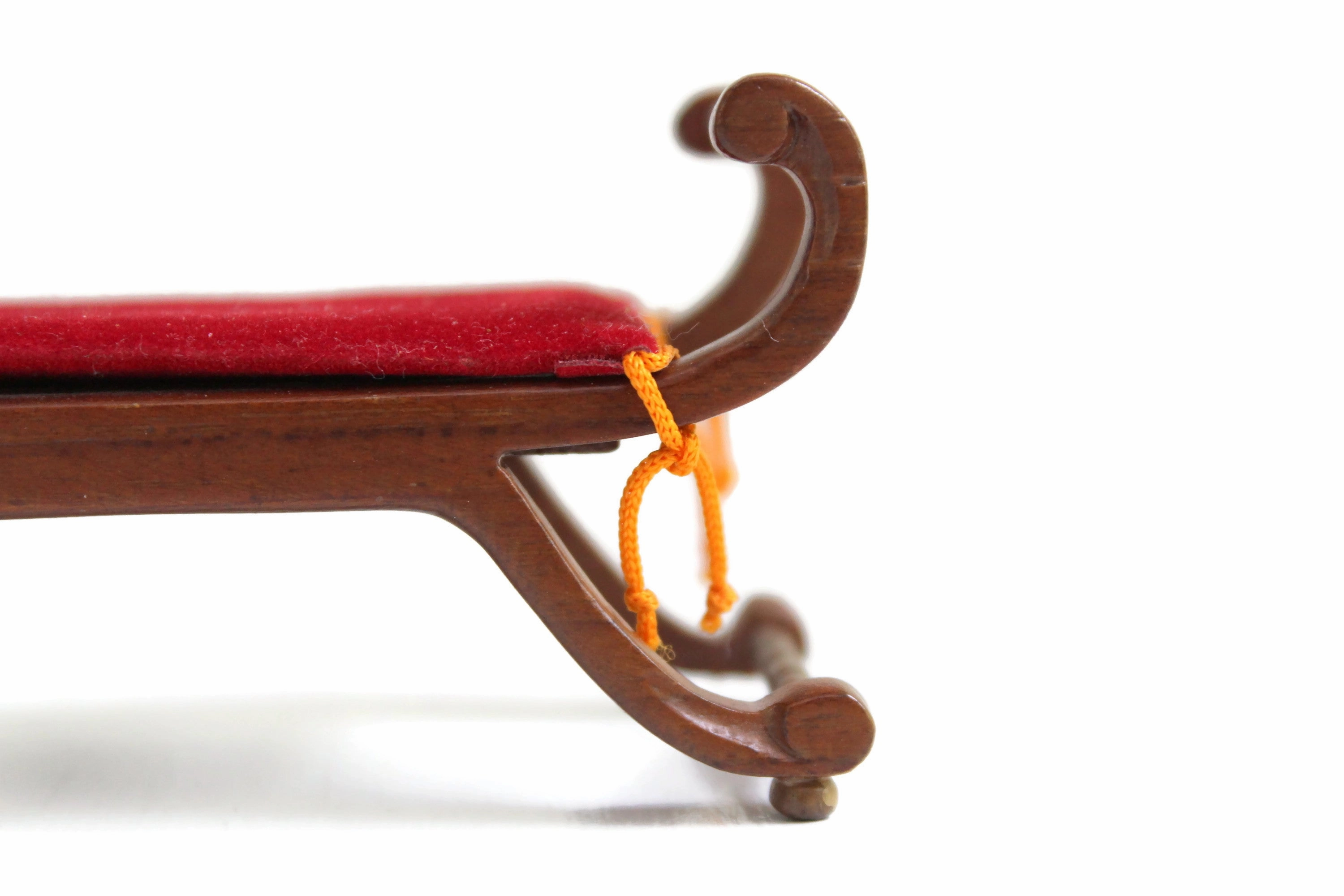Vintage 1:12 Miniature Dollhouse Red Velvet Bench