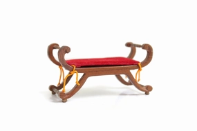 Vintage 1:12 Miniature Dollhouse Red Velvet Bench