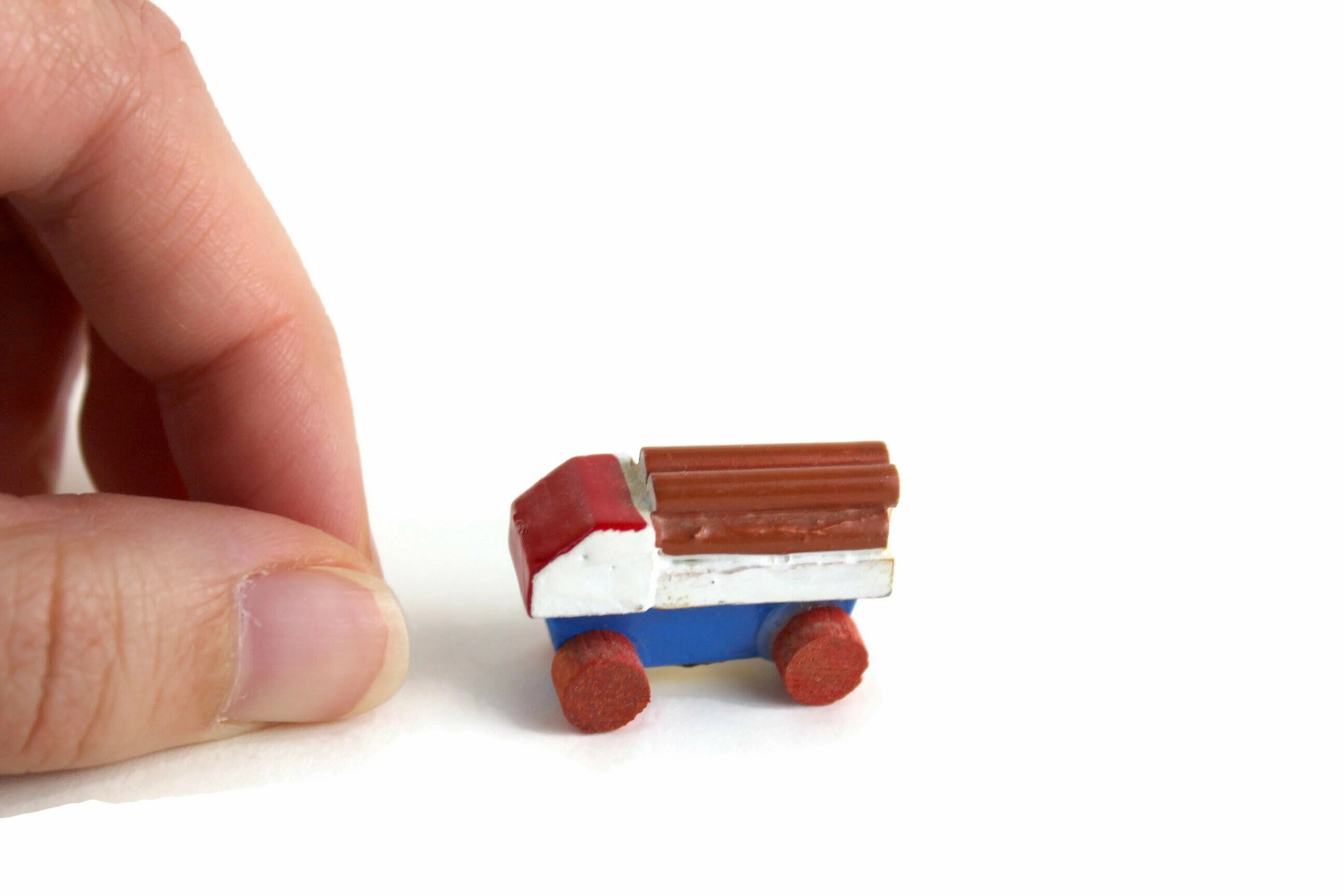 Vintage Miniature Dollhouse Wooden Toy Timber Lorry Truck
