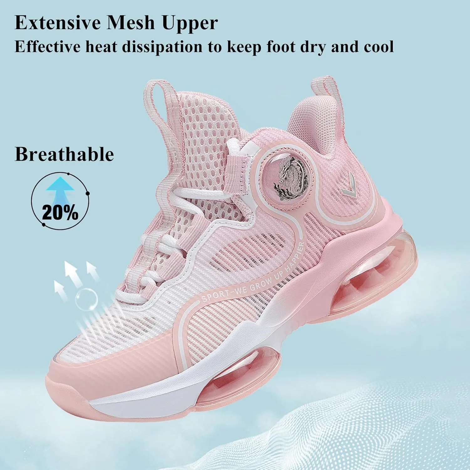 VITUOFLY Kids Basketball Shoes Boys Air Cushion Sneakers Girls Mid Top School Hoops Shoes Non-Slip Outdoor Sports Running Gym Comfortable Durable Little Kid/Big Kid