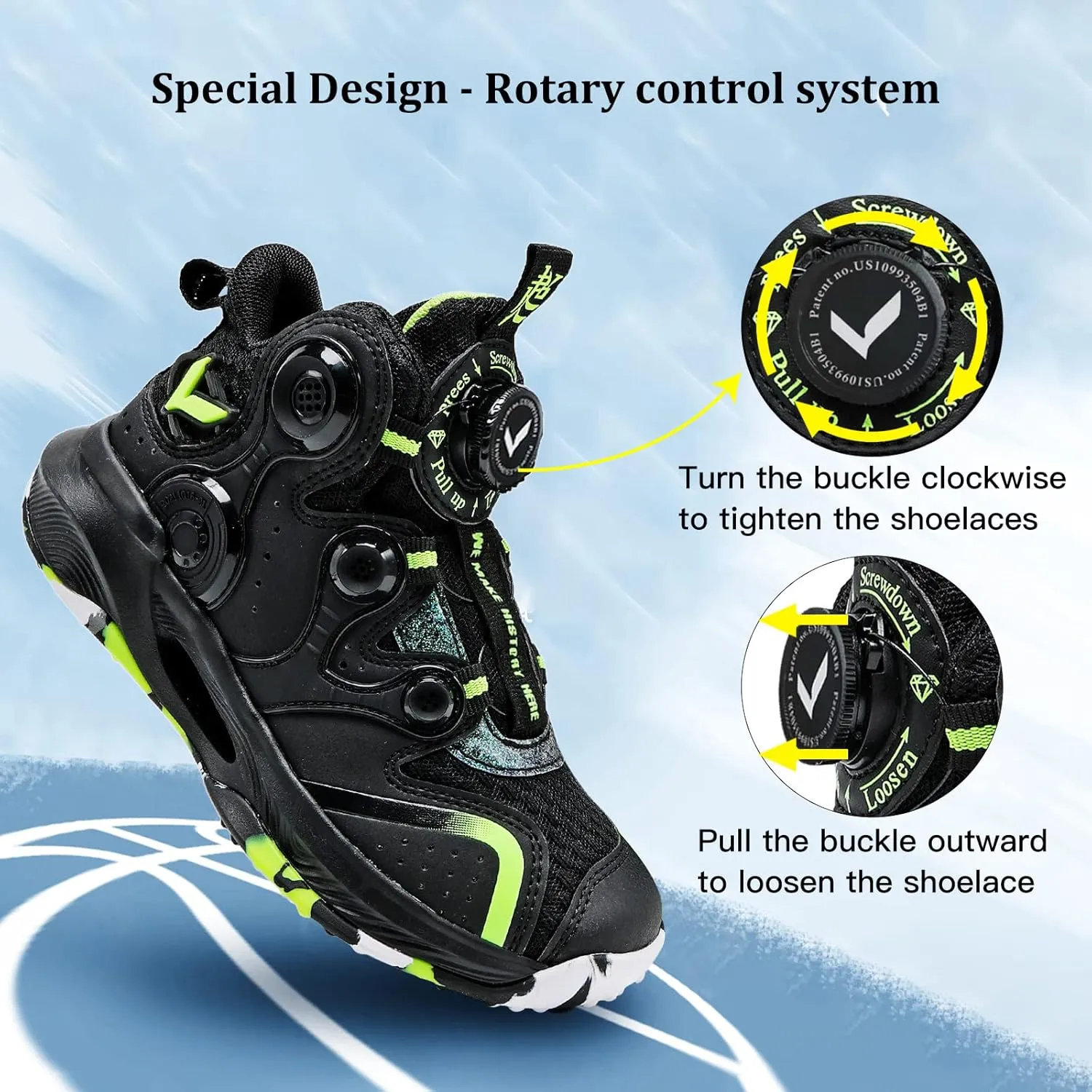 VITUOFLY Kids Basketball Shoes Boys Air Cushion Sneakers Girls Mid Top School Hoops Shoes Non-Slip Outdoor Sports Running Gym Comfortable Durable Little Kid/Big Kid