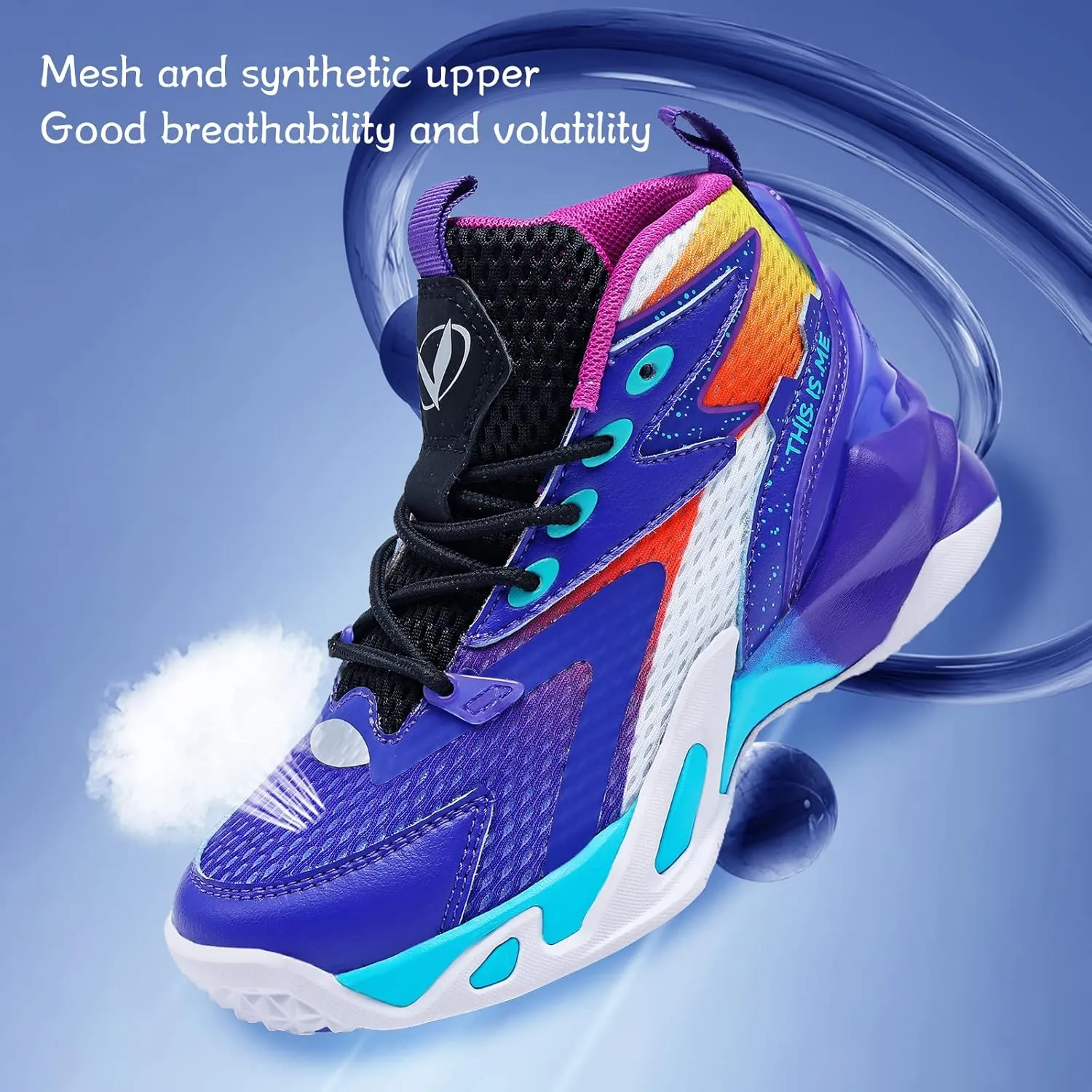VITUOFLY Kids Basketball Shoes Boys Air Cushion Sneakers Girls Mid Top School Hoops Shoes Non-Slip Outdoor Sports Running Gym Comfortable Durable Little Kid/Big Kid