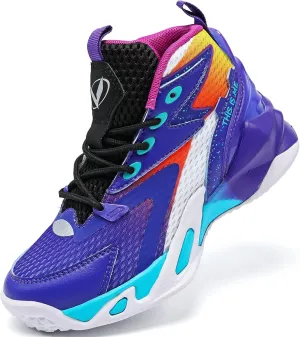 VITUOFLY Kids Basketball Shoes Boys Air Cushion Sneakers Girls Mid Top School Hoops Shoes Non-Slip Outdoor Sports Running Gym Comfortable Durable Little Kid/Big Kid