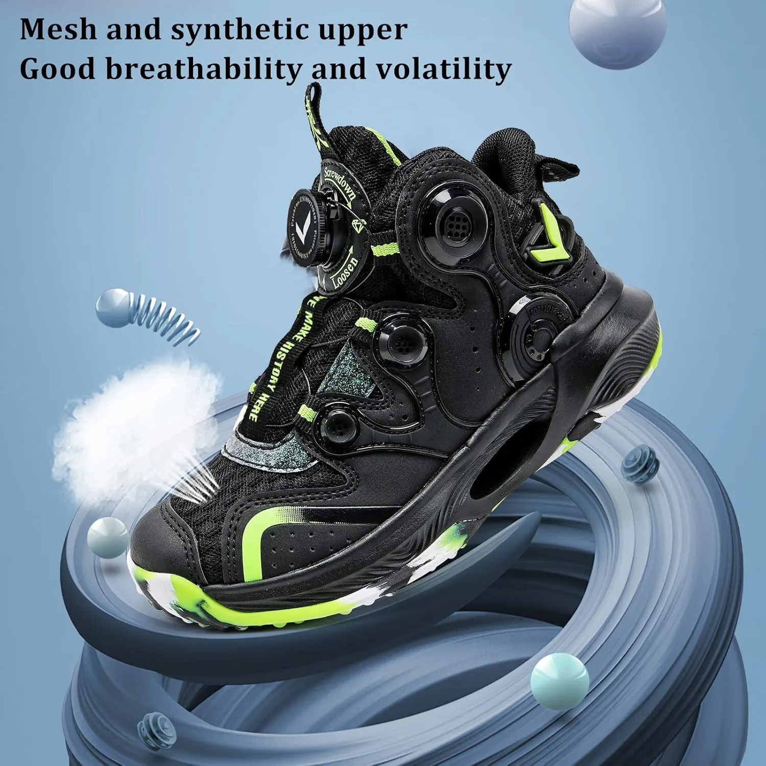 VITUOFLY Kids Basketball Shoes Boys Air Cushion Sneakers Girls Mid Top School Hoops Shoes Non-Slip Outdoor Sports Running Gym Comfortable Durable Little Kid/Big Kid