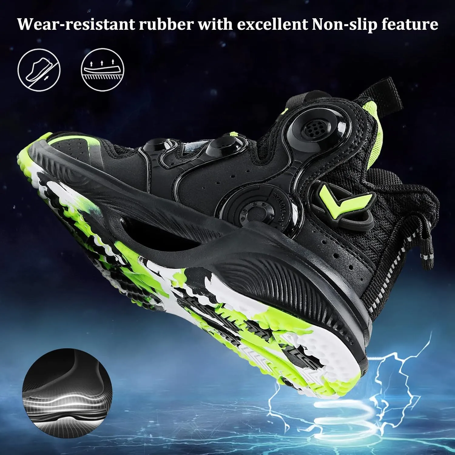 VITUOFLY Kids Basketball Shoes Boys Air Cushion Sneakers Girls Mid Top School Hoops Shoes Non-Slip Outdoor Sports Running Gym Comfortable Durable Little Kid/Big Kid
