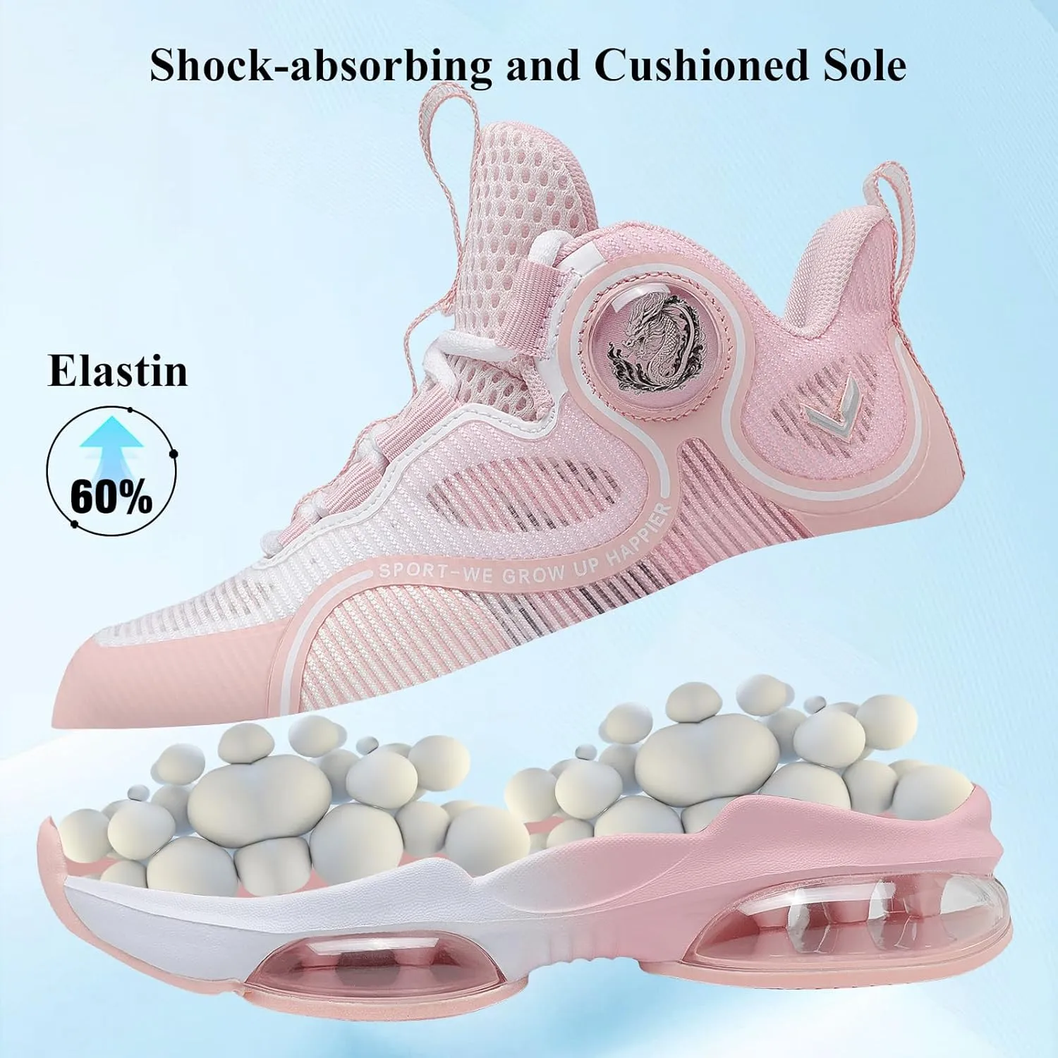 VITUOFLY Kids Basketball Shoes Boys Air Cushion Sneakers Girls Mid Top School Hoops Shoes Non-Slip Outdoor Sports Running Gym Comfortable Durable Little Kid/Big Kid