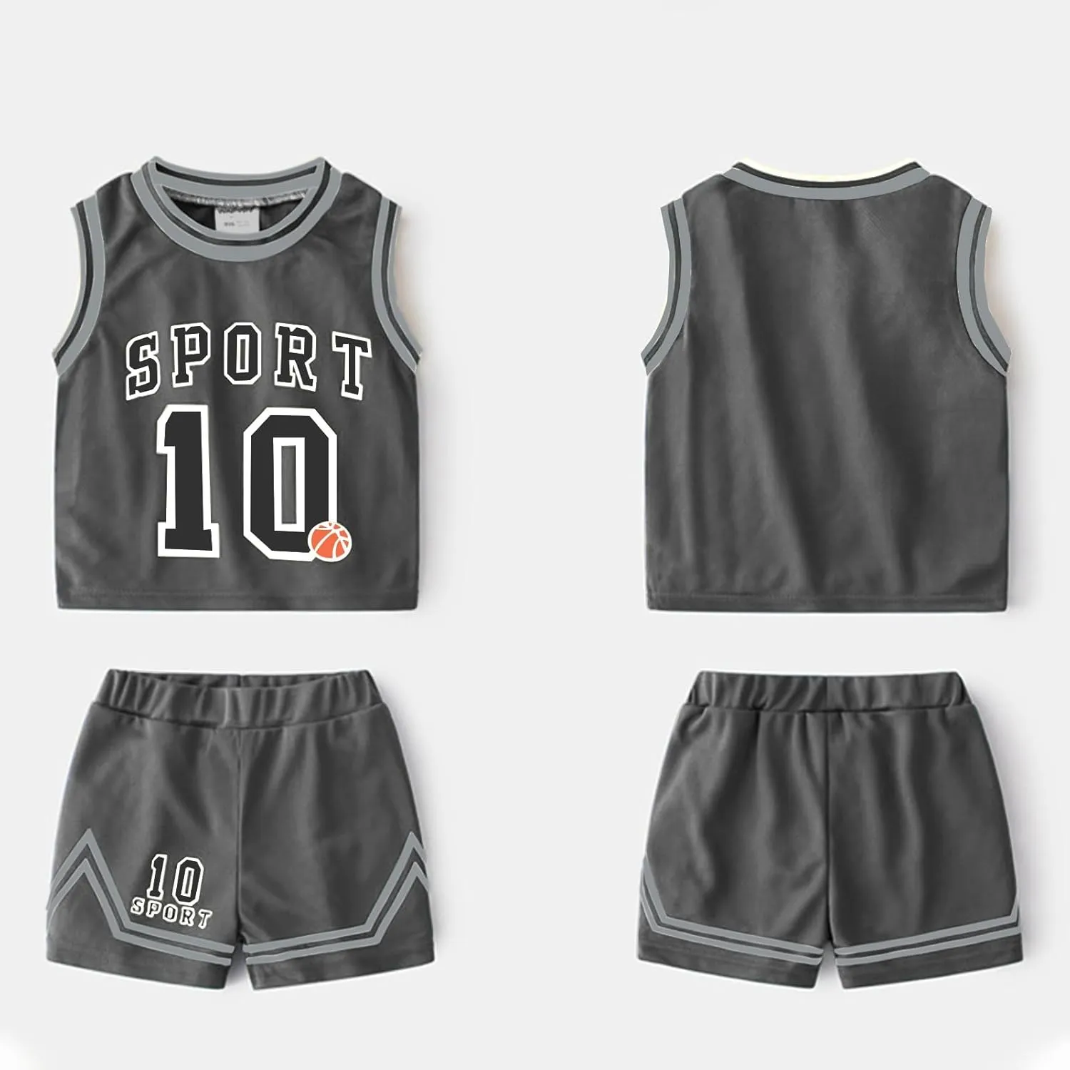 Volunboy Kids Sports Shorts Sets Boys Jerseys Tracksuit 2 Piece Basketball Performance Tank Top and Mesh Shorts Set
