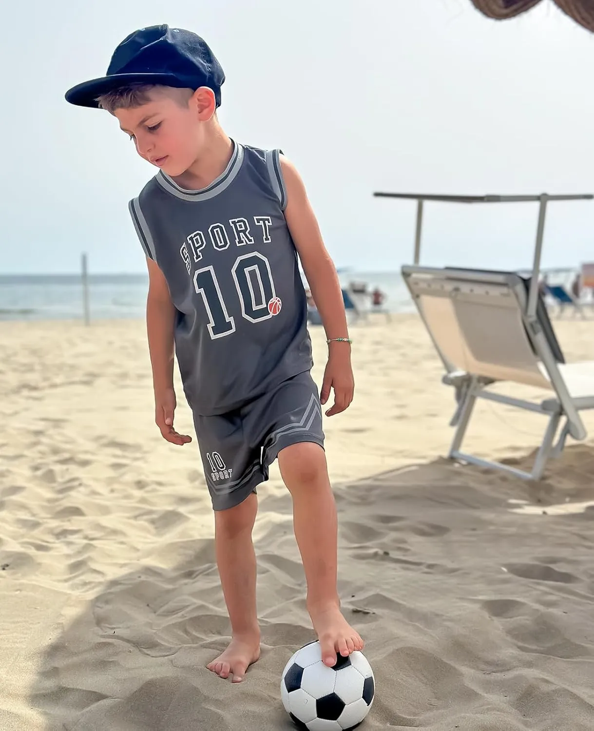 Volunboy Kids Sports Shorts Sets Boys Jerseys Tracksuit 2 Piece Basketball Performance Tank Top and Mesh Shorts Set