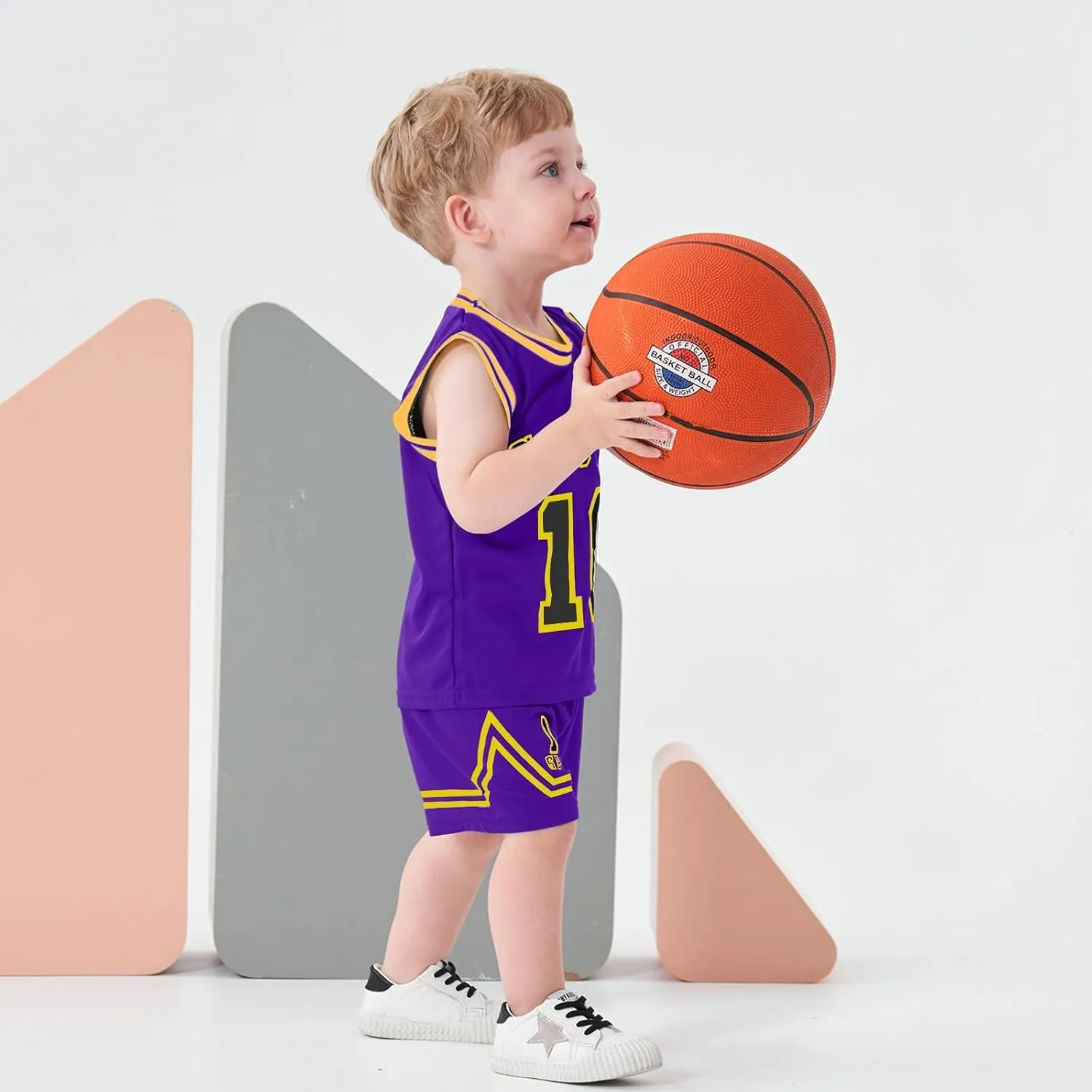 Volunboy Kids Sports Shorts Sets Boys Jerseys Tracksuit 2 Piece Basketball Performance Tank Top and Mesh Shorts Set
