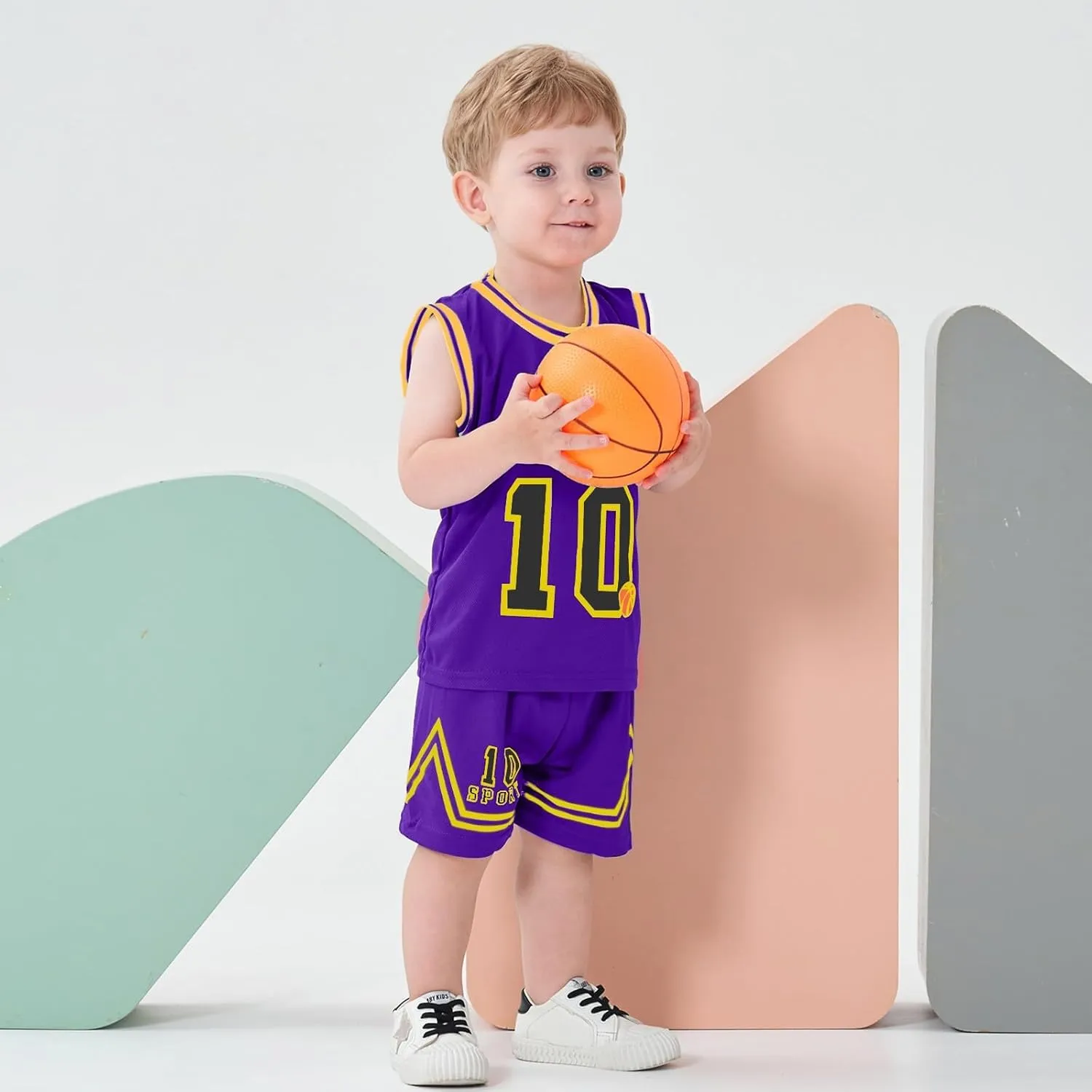 Volunboy Kids Sports Shorts Sets Boys Jerseys Tracksuit 2 Piece Basketball Performance Tank Top and Mesh Shorts Set