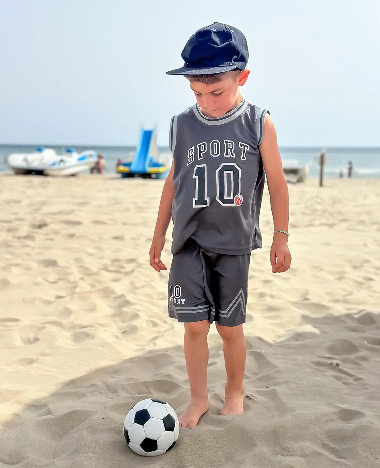 Volunboy Kids Sports Shorts Sets Boys Jerseys Tracksuit 2 Piece Basketball Performance Tank Top and Mesh Shorts Set