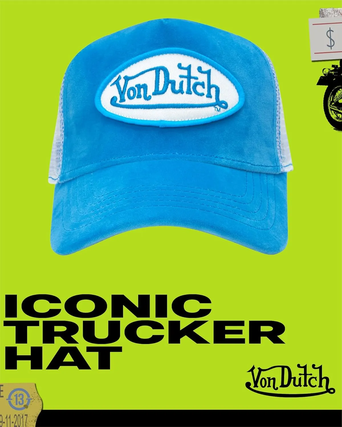 Von Dutch Unisex Trucker Hat - Plush Curved Bill Mesh Back Retro Classic Adjustable Snapback Baseball Cap for Men and Women