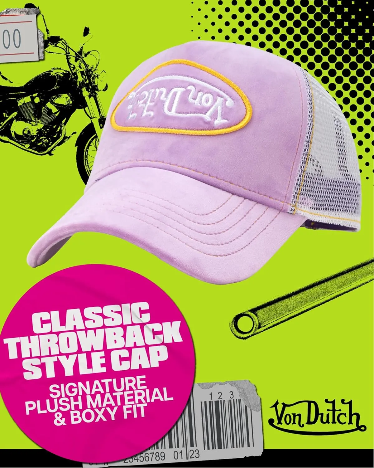 Von Dutch Unisex Trucker Hat - Plush Curved Bill Mesh Back Retro Classic Adjustable Snapback Baseball Cap for Men and Women