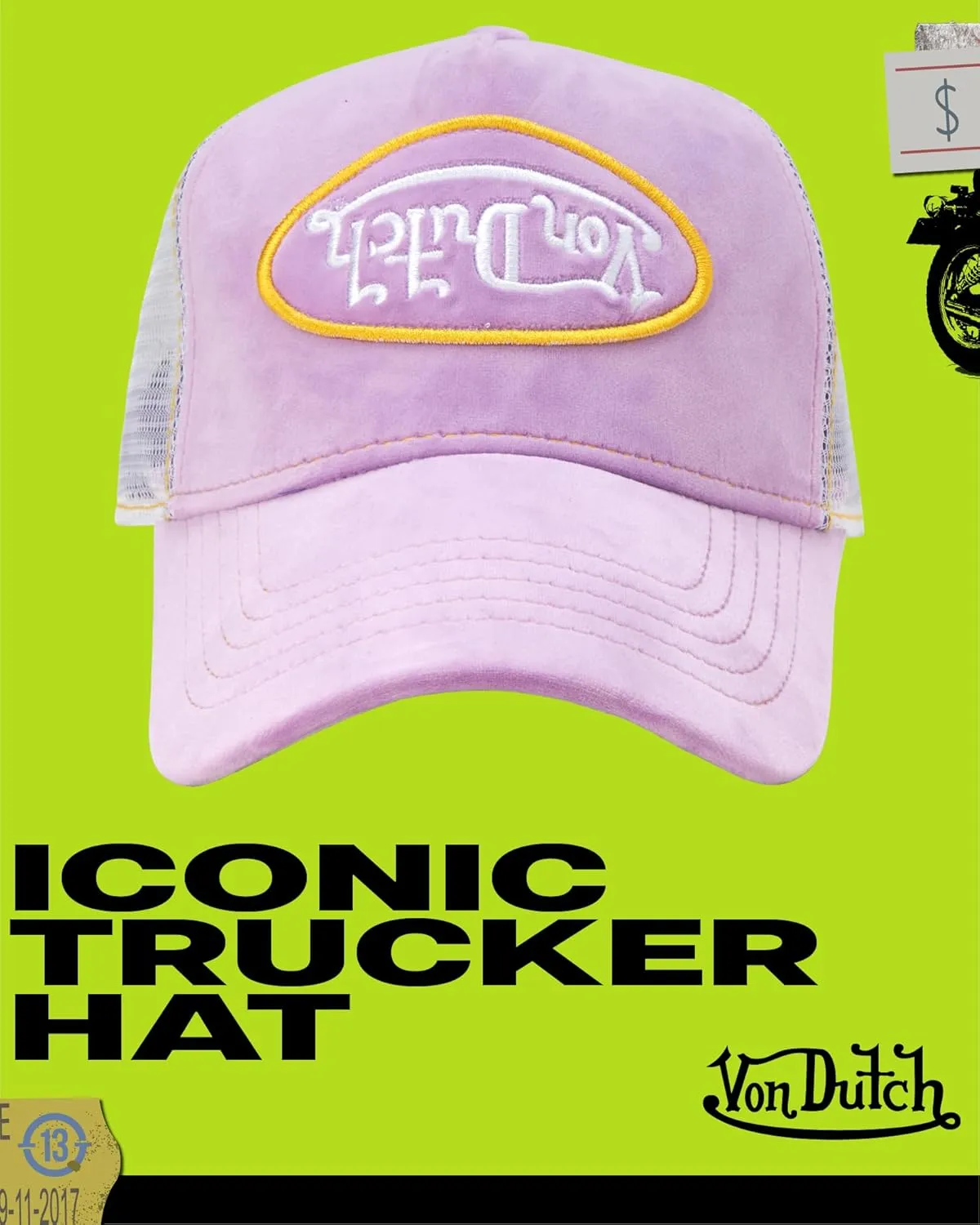 Von Dutch Unisex Trucker Hat - Plush Curved Bill Mesh Back Retro Classic Adjustable Snapback Baseball Cap for Men and Women