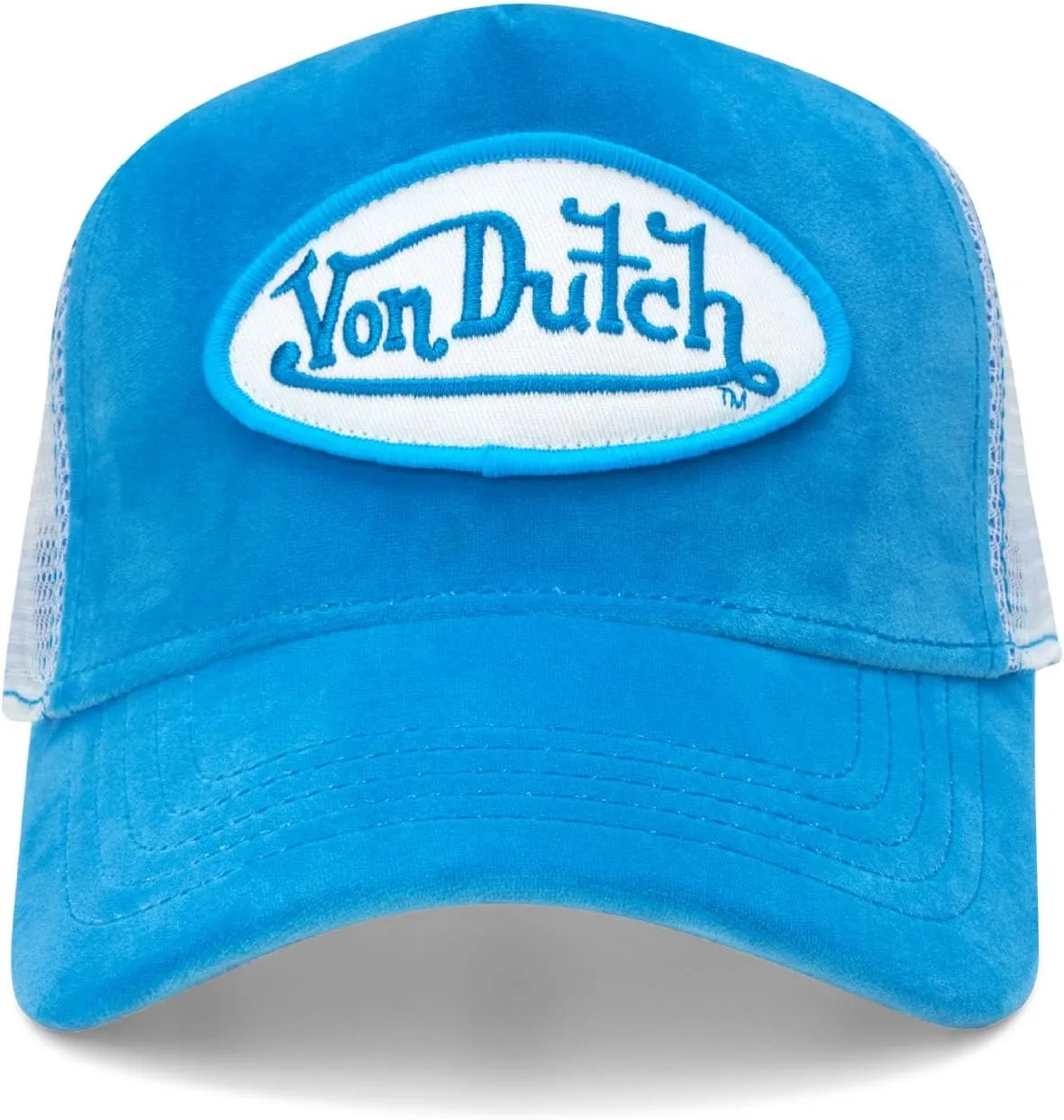 Von Dutch Unisex Trucker Hat - Plush Curved Bill Mesh Back Retro Classic Adjustable Snapback Baseball Cap for Men and Women