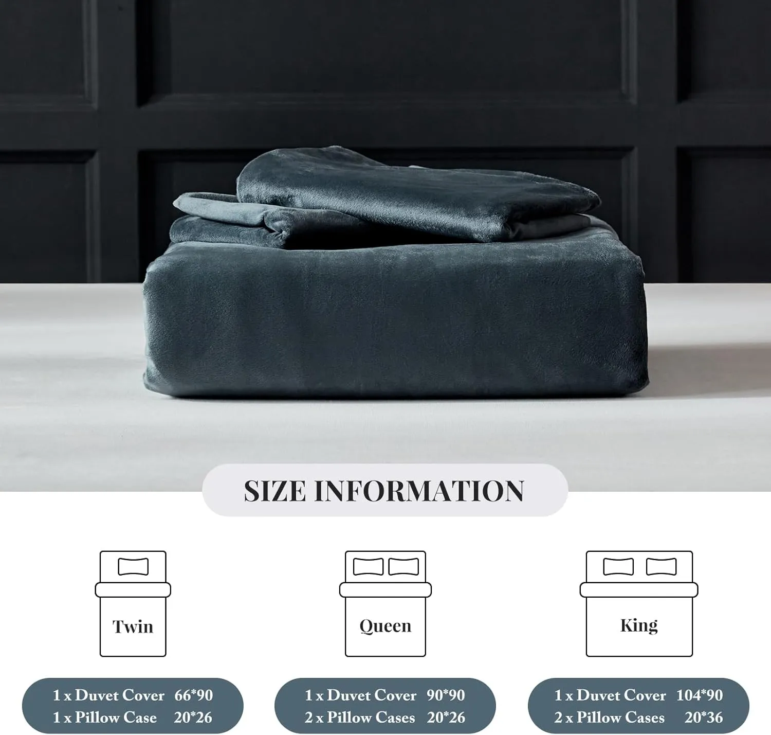 WARMDERN Dark Grey Flannel Velvet Duvet Cover King Size Duvet Cover Bedding Sets, 3pcs Ultra Soft Luxury Textured Modern Crystal Velvet Duvet Covers with Zipper Closure(Dark Grey, King)