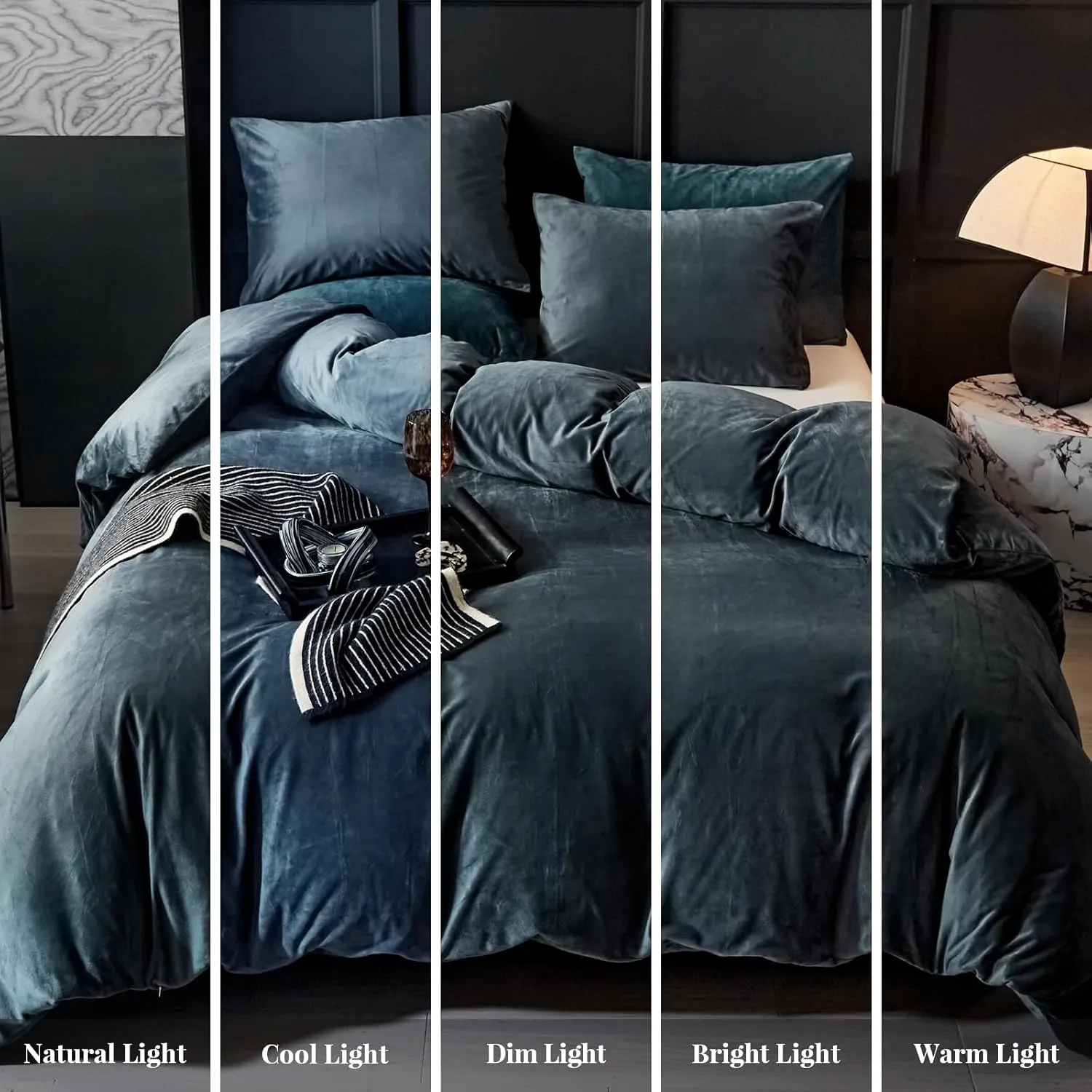 WARMDERN Dark Grey Flannel Velvet Duvet Cover King Size Duvet Cover Bedding Sets, 3pcs Ultra Soft Luxury Textured Modern Crystal Velvet Duvet Covers with Zipper Closure(Dark Grey, King)