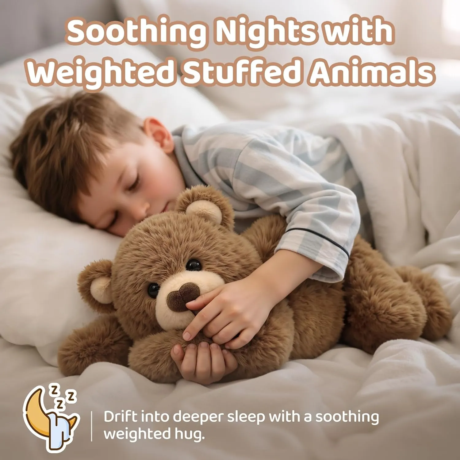 Weighted Stuffed Animals with Microwavable Heating Pad - 5lb or 2.13lb Adjustable, Heatable & Coolable Brown Bear Plush for Relaxation, Removable Inner Pad, Gift for Kids, Women & Adults (23 Inch)