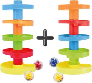 WEofferwhatYOUwant Educational Ball Drop Toy for Kids – Double Ball Ramp Set or 1 Tall Tower – Safe Montessori Toy for 9M  – Boosts Motor Skills & Early Learning Fun