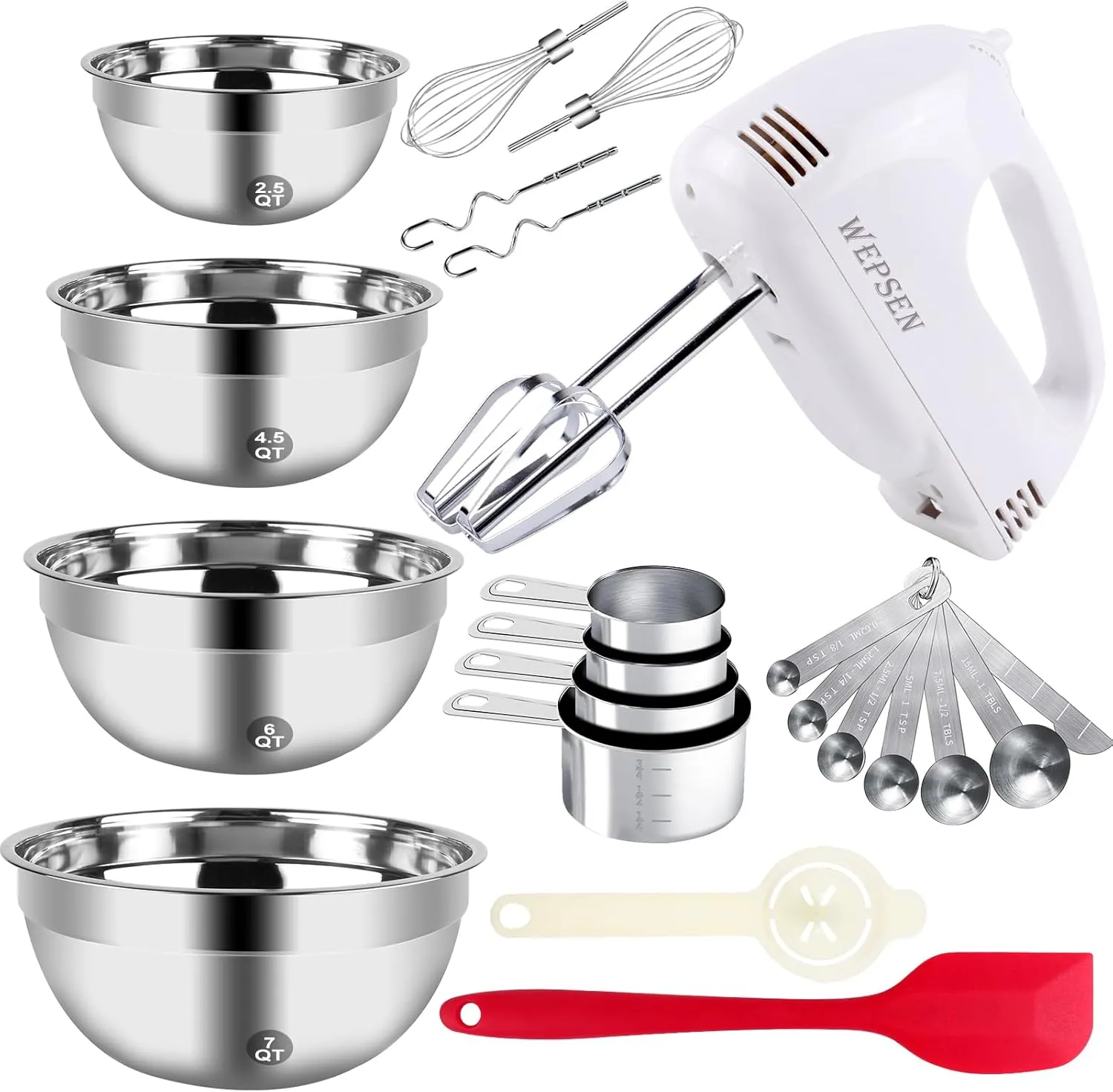 WEPSEN 5-Speed Hand Mixer Set for Effortless Baking