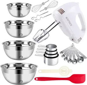 WEPSEN 5-Speed Hand Mixer Set for Effortless Baking