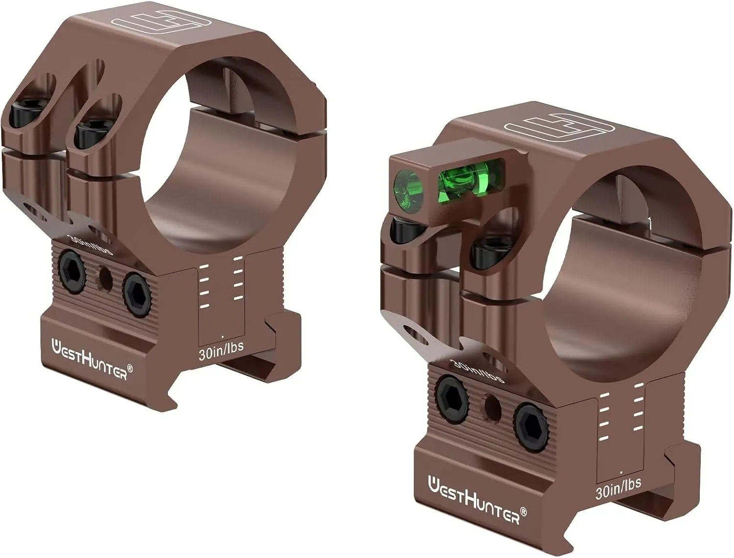 WestHunter Optics 120 MOA Adjustable Height Scope Rings | Brown