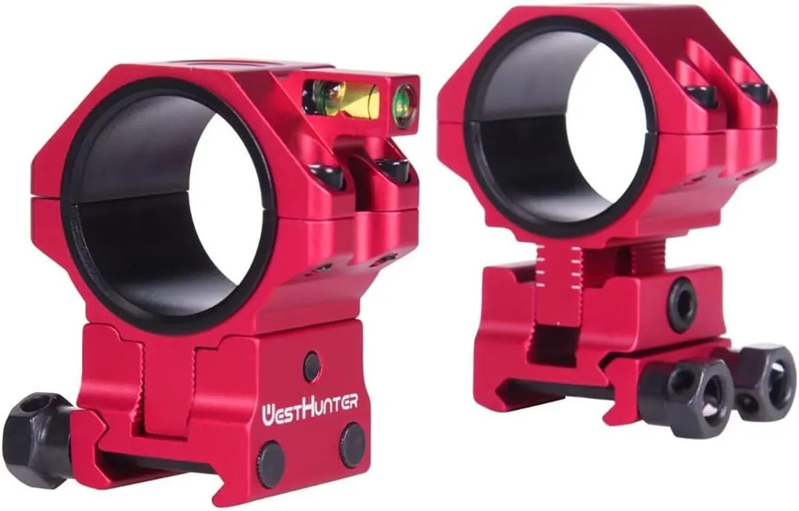 WestHunter Optics Precision Picatinny Scope Rings, 34 mm Tube Adjustable Height Scope Mount with Bubble Level, 30 mm & 25.4 Adapter | 34mm - 40mm Center Height