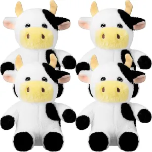 Wettarn 4 Pcs Cows Stuffed Animal Bulk 9.8'' Cow Plush Toy Dolls Party Birthday Gifts Decor Plush Toy Set for Kids Girls Boys(Cow)