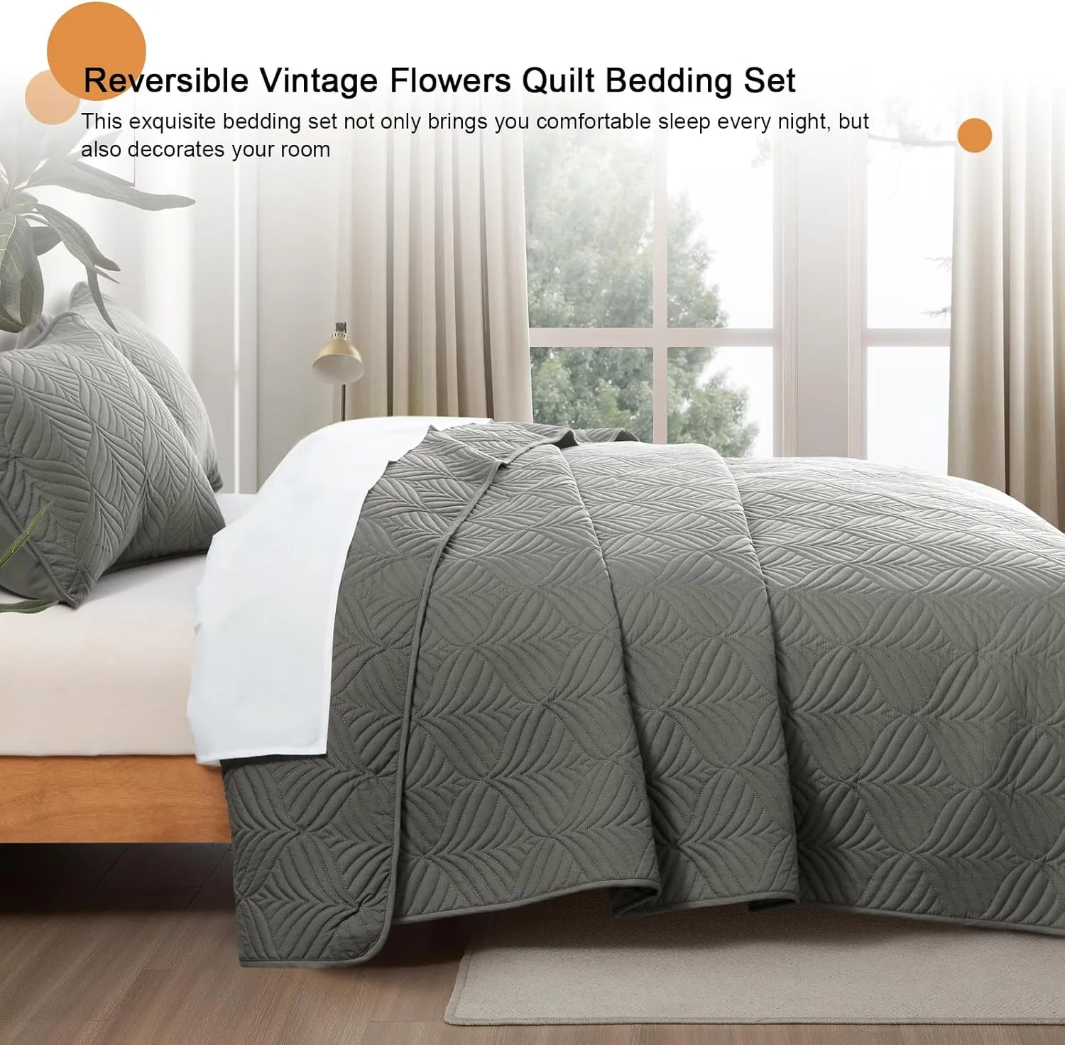 Whale Flotilla Elegant Extra Soft Quilt Set Twin Size, 2-Piece Lightweight Modern Geometric XL Twin Quilt Bedding Sets Bedspread Coverlet for All Seasons, Grey