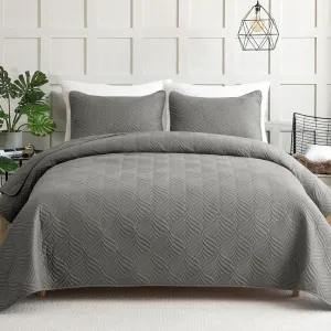Whale Flotilla Elegant Extra Soft Quilt Set Twin Size, 2-Piece Lightweight Modern Geometric XL Twin Quilt Bedding Sets Bedspread Coverlet for All Seasons, Grey