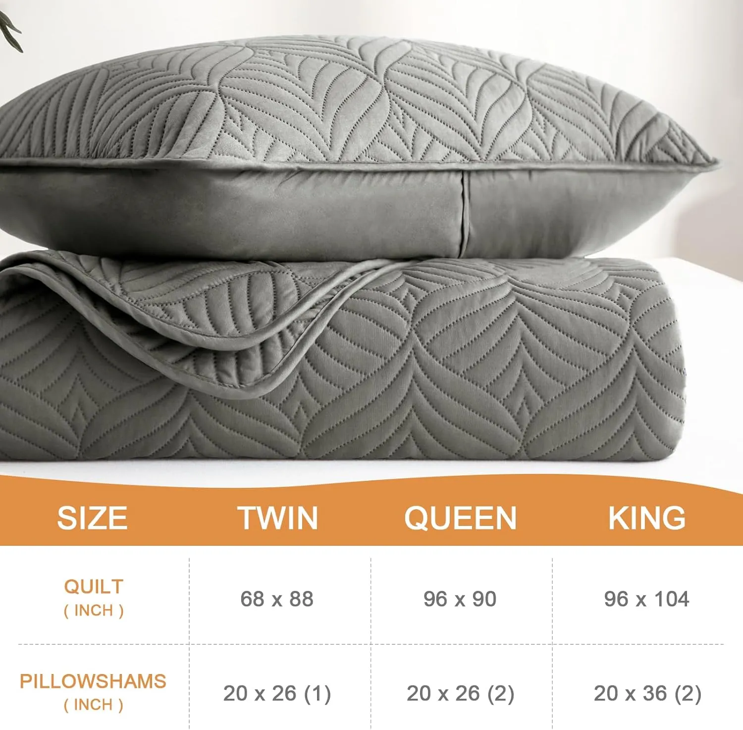 Whale Flotilla Elegant Extra Soft Quilt Set Twin Size, 2-Piece Lightweight Modern Geometric XL Twin Quilt Bedding Sets Bedspread Coverlet for All Seasons, Grey